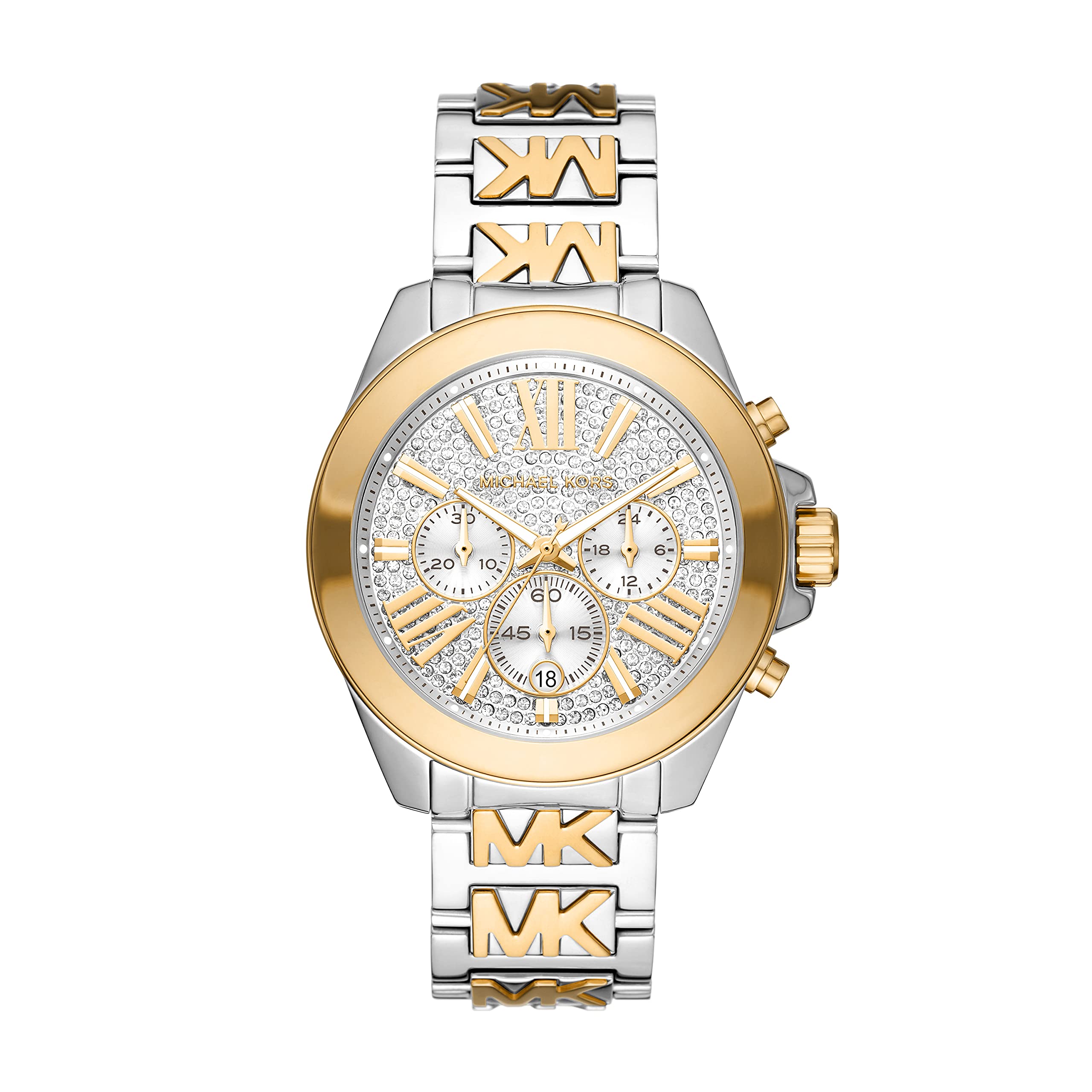 Michael Kors Wren Chronograph Stainless Steel Watch for Women - Luxury Fashion Timepiece with Date Window & Water Resistance - Perfect for Office, Party & Everyday Wear