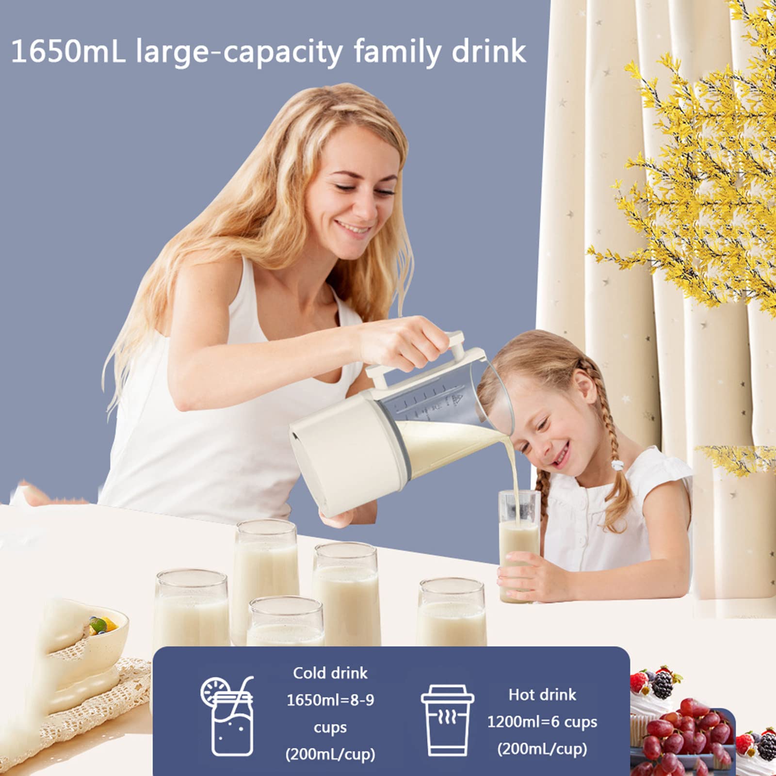 QBREZA Quiet Wall Breaking Blender - Automatic Soy Milk Maker, Multi-Function Cooking Machine for Home Use | Perfect for Healthy Breakfast, Smoothies & Hot Soups