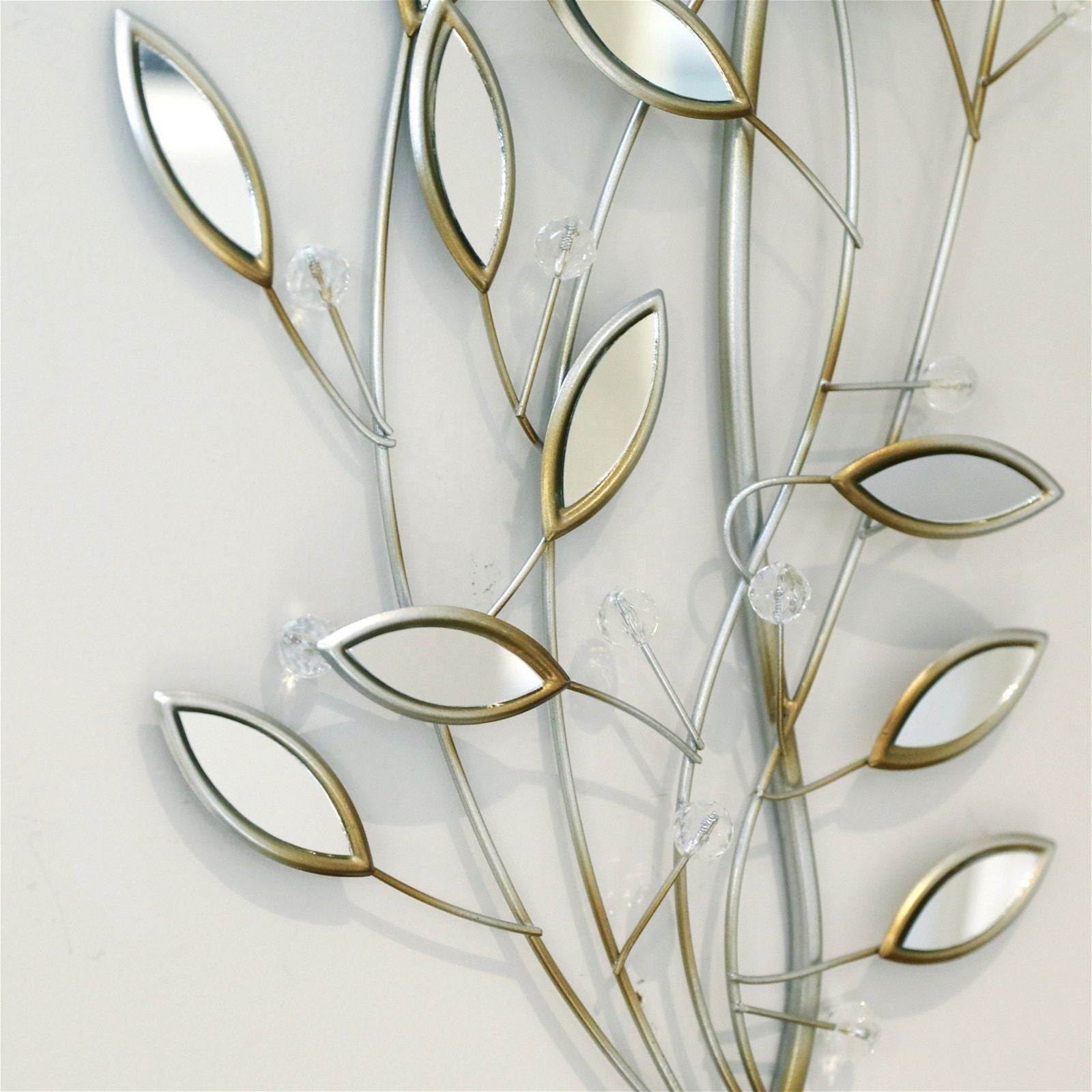Urban Style Leaf Mirror Wall Art - Modern Botanical Decor for Living Room, Bedroom & Entryway