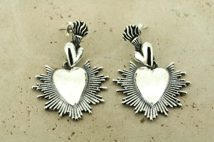 Double Heart Drop Stud Earrings - 925 Sterling Silver for Women - Perfect for Valentine's Day, Anniversary & Romantic Gifts