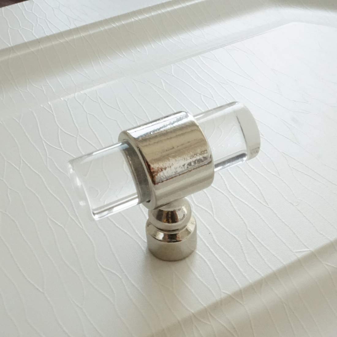 LBFEEL Clear Crystal Drawer Knob - Silver Dresser Handle for Kitchen Cabinets (1-Pack) - Perfect for Home & Office Decor