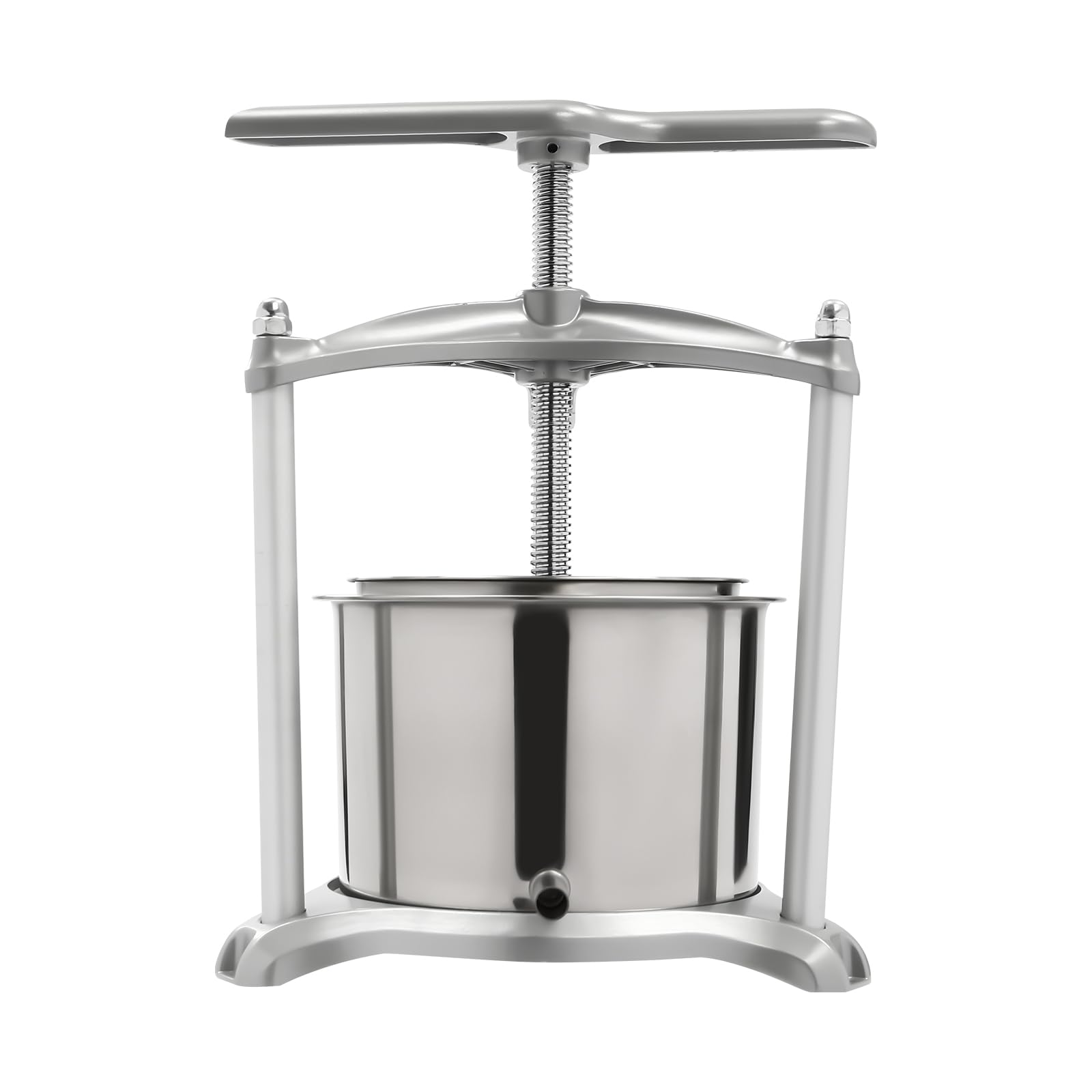 Stainless Steel 4L/1.06 Gallon Manual Fruit Wine Press & Cider Press with Dual Barrels - Juice Maker for Apples, Grapes, Berries - Perfect for Homemade Wine, Cider, Honey & Olive Oil Making at Home