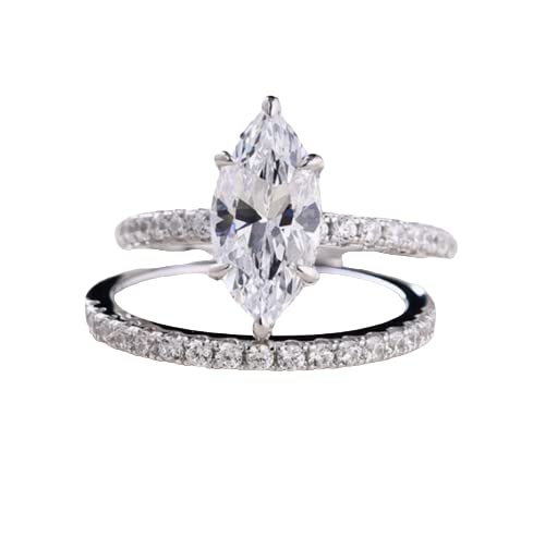 3 Carat Marquise Cut Diamond Engagement Ring Set - Solitaire Wedding Band for Women, Gift for Her, Anniversary & Proposal Jewelry