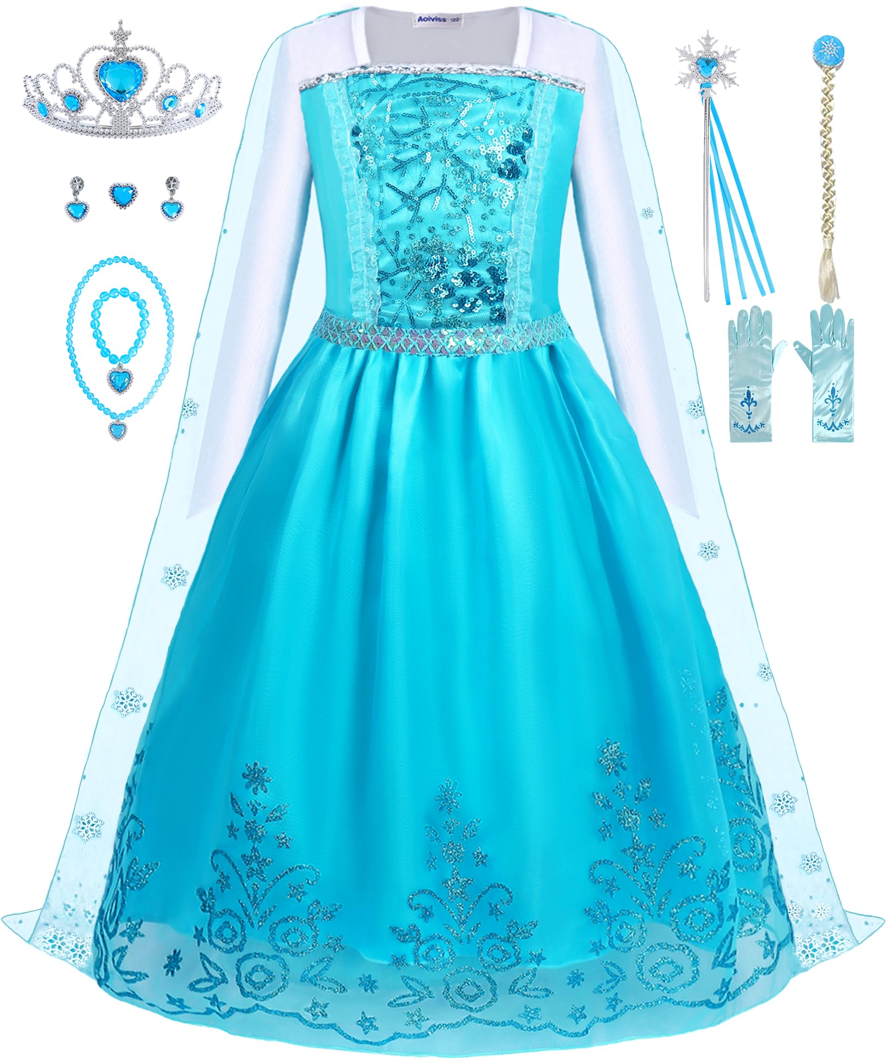 Royal Blue Sequin Princess Dress for Girls - Elegant Halloween Costume, Birthday Party Dress Up, Cosplay Fancy Dress for Kids | Perfect for Dress-Up Play, Birthday Celebrations & Special Events