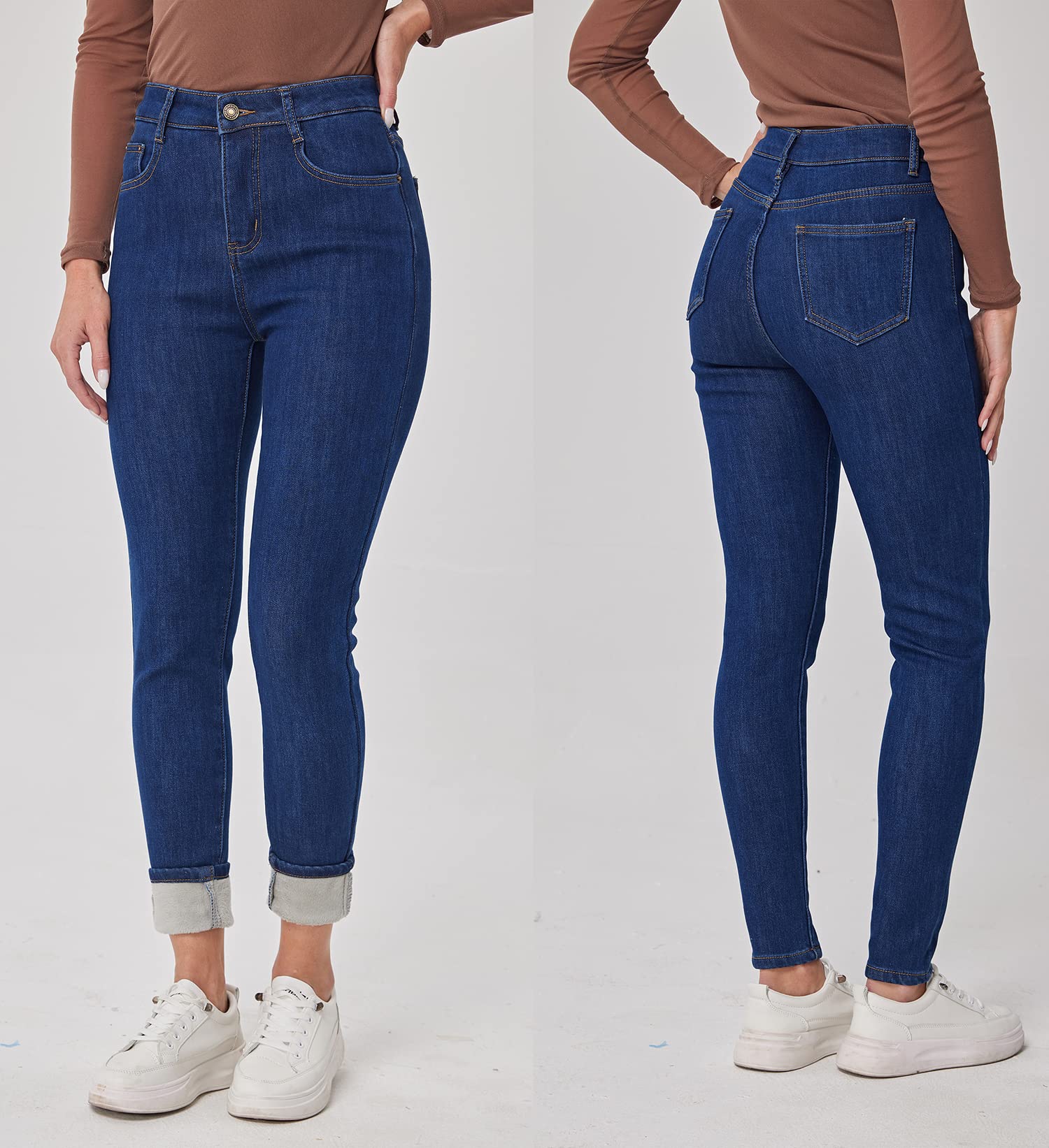 Fakanhui Women's Fleece Lined Thermal Skinny Jeans - Winter Warm Stretch Denim Pants for Cold Weather & Outdoor Activities