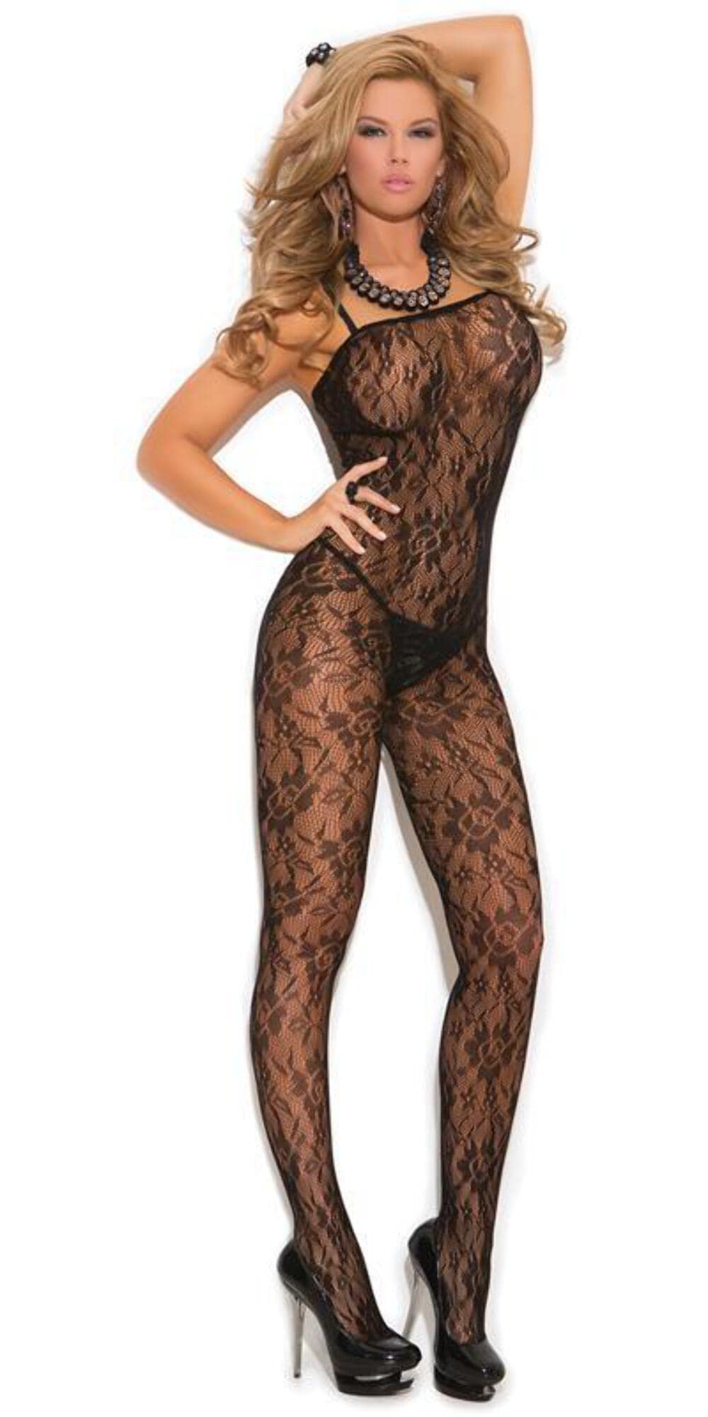 Sexy Floral Lace Bodystocking for Women - Rose Pattern Lingerie for Date Night & Boudoir Photography