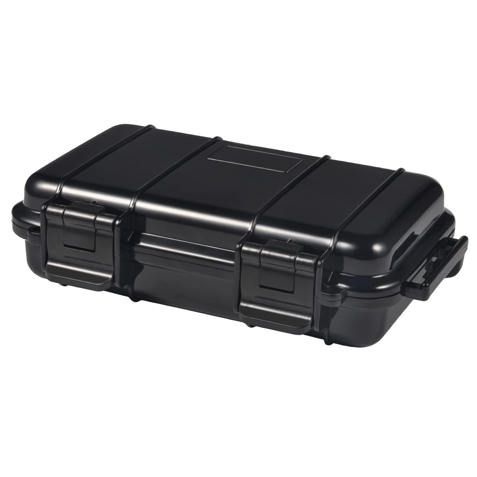 Waterproof Plastic Storage Box with 2 U-Shape Buckles - Shockproof Dry Storage Container for Cameras, Phones, Camping Gear - Compact Black Organizer for Outdoor Activities, Fishing & Hiking Accessories