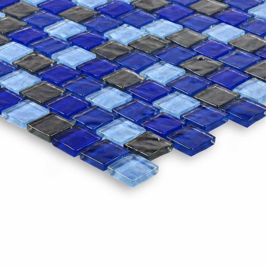 Premium Glass Pool Mosaic Tile - Charcoal & Cobalt Blue 1