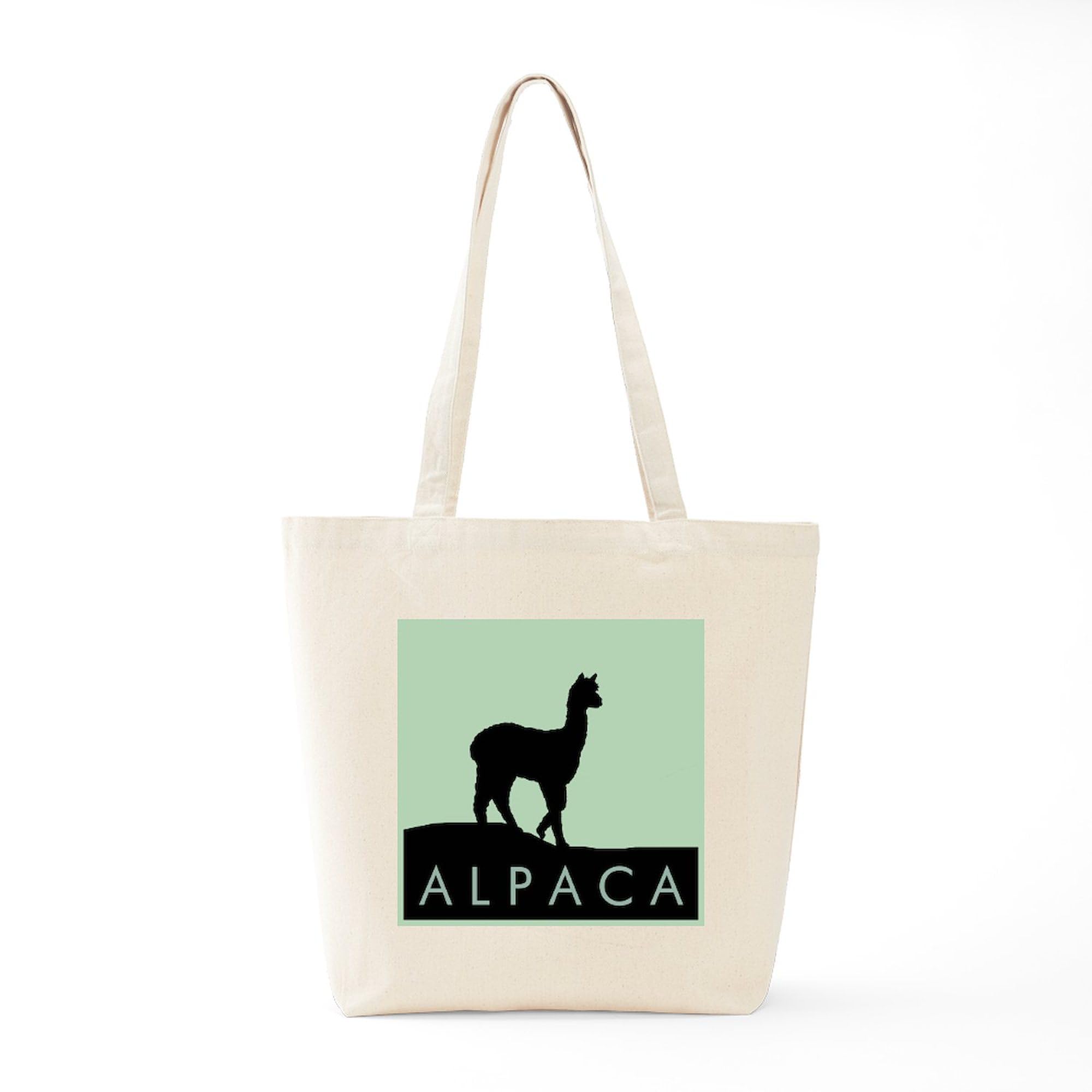 Alpaca Black on Mint Tote Bag - Natural Canvas Reusable Shopping Bag for Groceries, Beach & Daily Use | Eco-Friendly Cotton Tote by CafePress