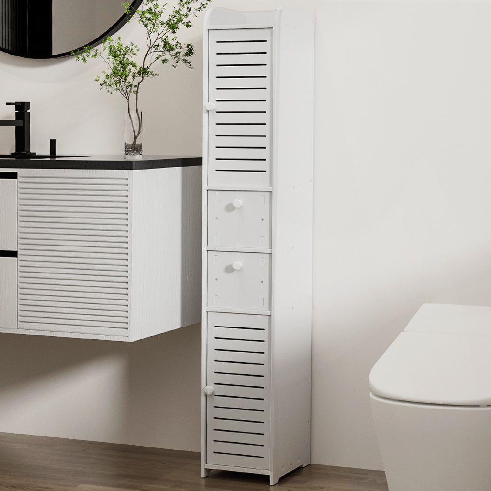 Artiss Bathroom Storage Cabinet - Slim Corner Toilet Organizer with Laundry Shelf | Space-Saving Tallboy Cupboard for Small Bathrooms & Powder Rooms