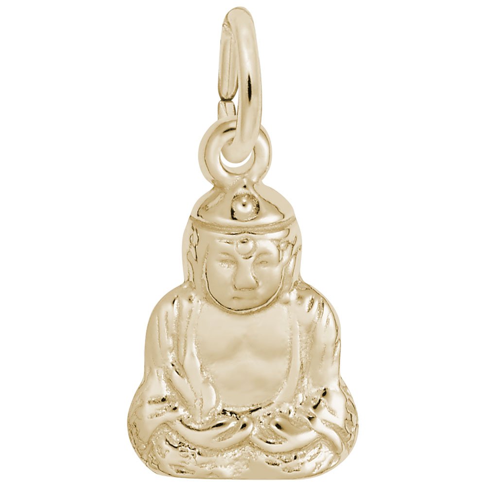 10K Yellow Gold Buddha Charm Pendant - Spiritual Jewelry for Bracelets & Necklaces - Perfect for Meditation, Yoga & Gift Giving