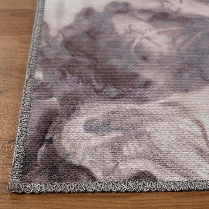 Yuma Abstract Marble Pattern Non-Slip Indoor Area Rug & Runner - Perfect for Living Room, Bedroom, or Hallway Decor