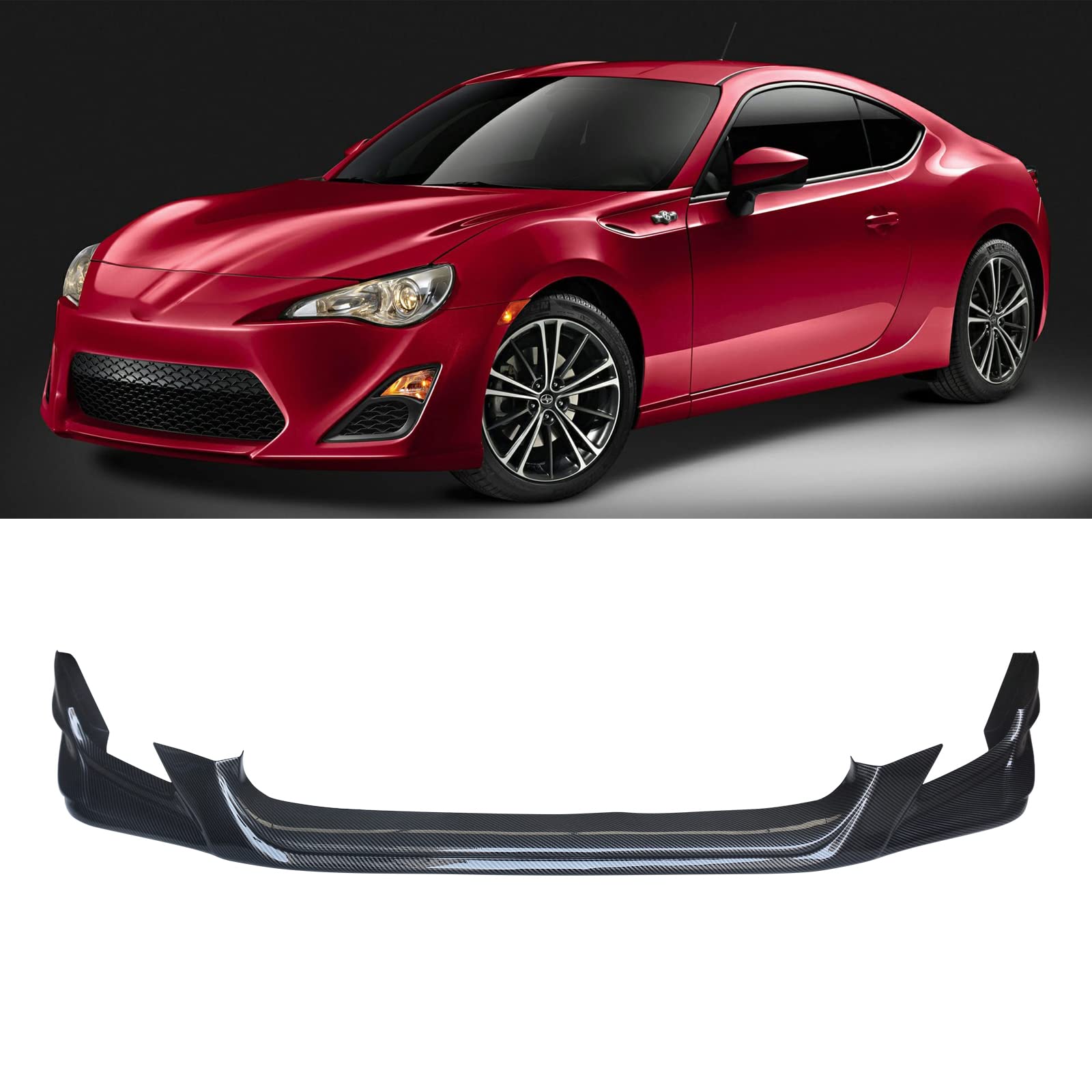 ABS Carbon Fiber Front Bumper Lip Spoiler for 2012-2016 Toyota Scion FR-S | Style Bodykit Splitter Air Dam Chin Diffuser | Enhances Aerodynamics & Sporty Look