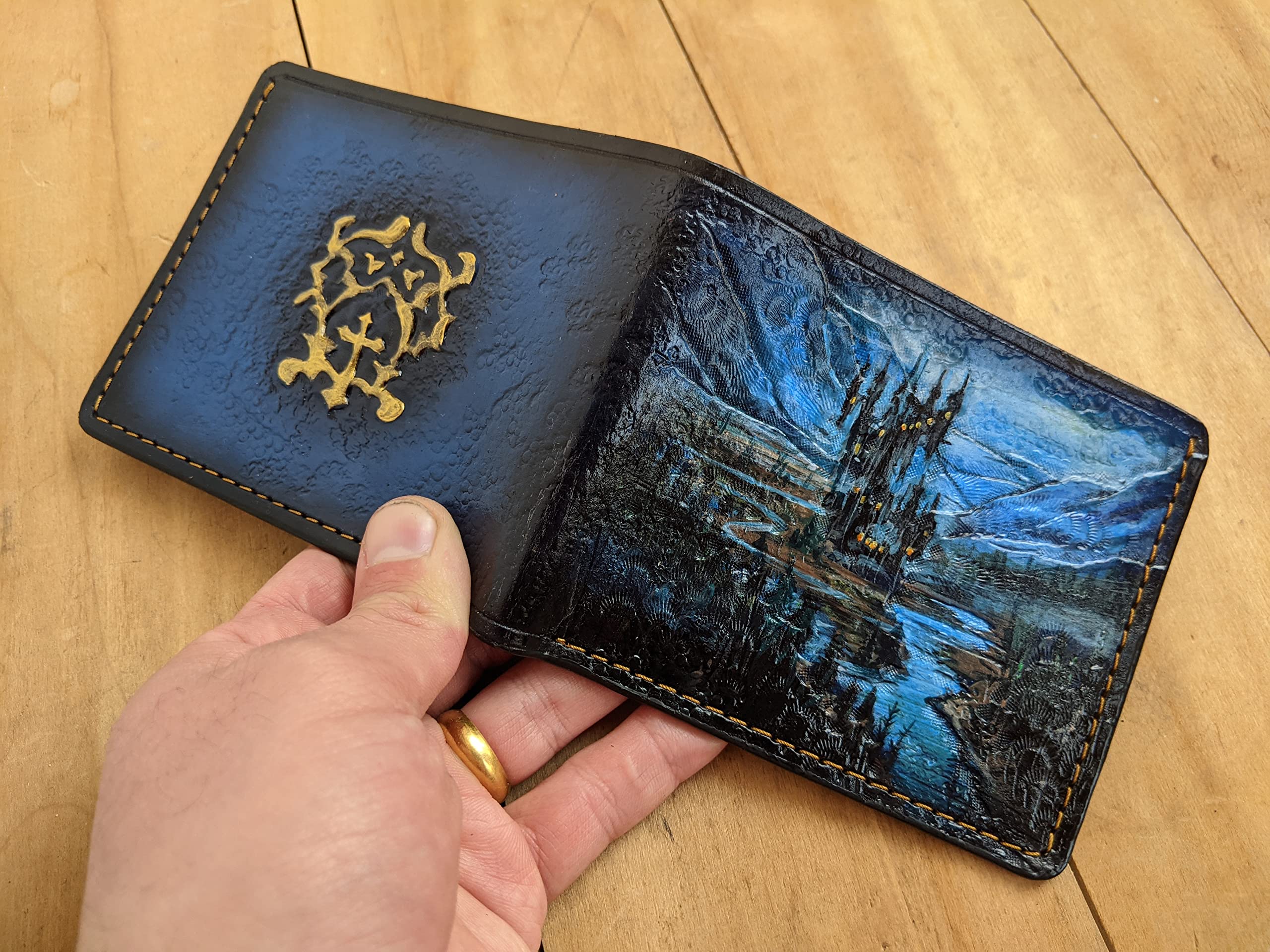 Castlevania Anime Wallet - 3D Genuine Leather Men's Biker Wallet with Handmade Carved & Airbrush Art | Custom Personalized Gift for Anime Fans & Gothic Lovers | Perfect for Cosplay, Conventions & Daily Use