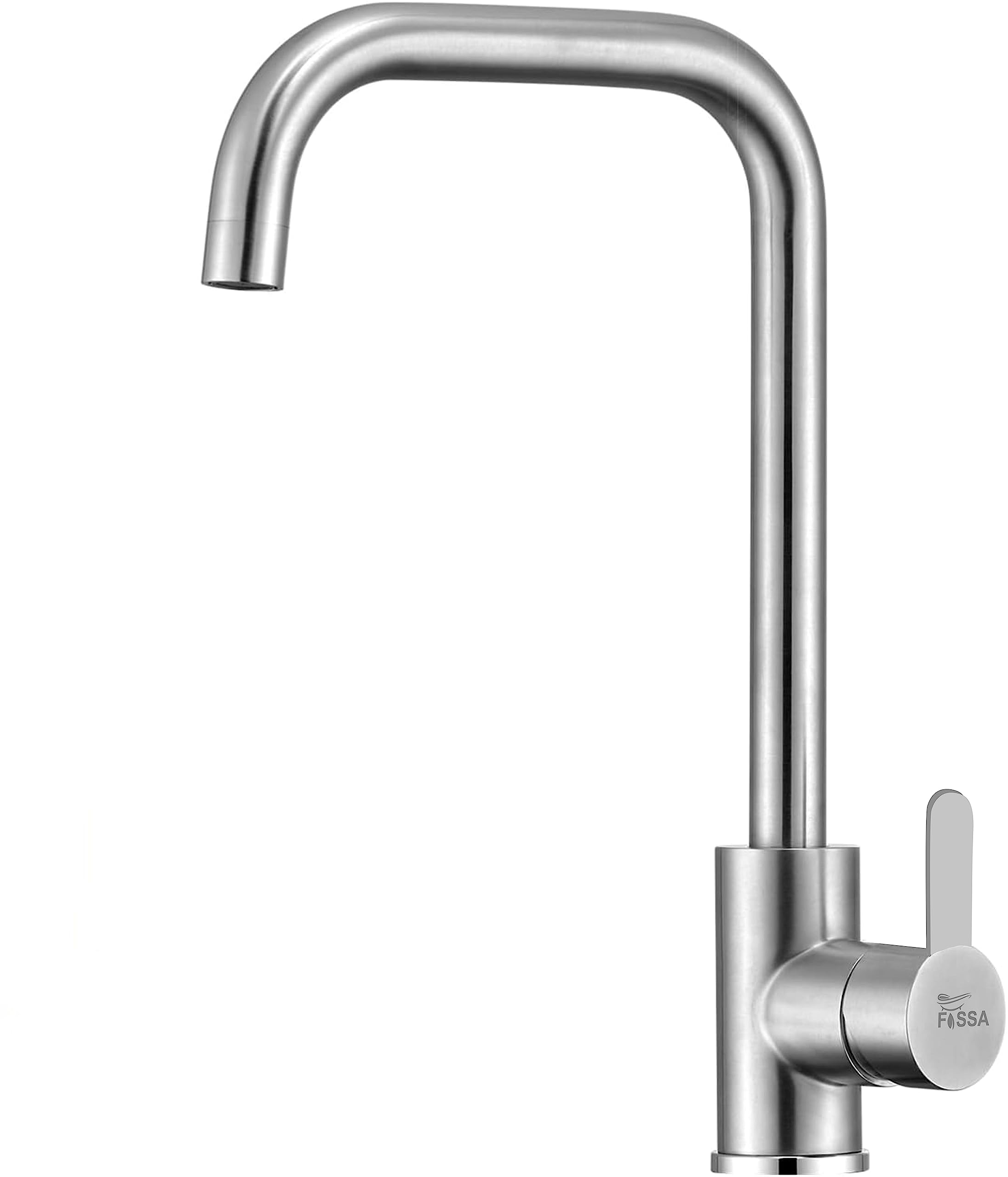 Fossa High Pressure 360° Swivel Stainless Steel Kitchen Faucet with High L Bend Spout - 257mm Silver for Modern Kitchens