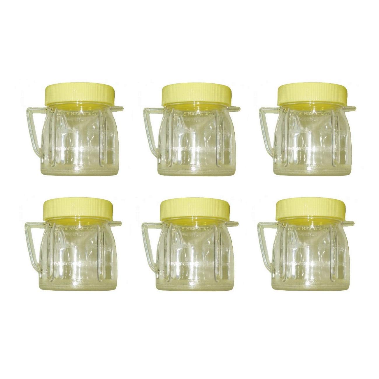 Univen 8 Oz Mini Blender Jars with Lids - Compatible with Oster & Osterizer Blenders (6-Pack) - Perfect for Smoothies, Baby Food & Meal Prep