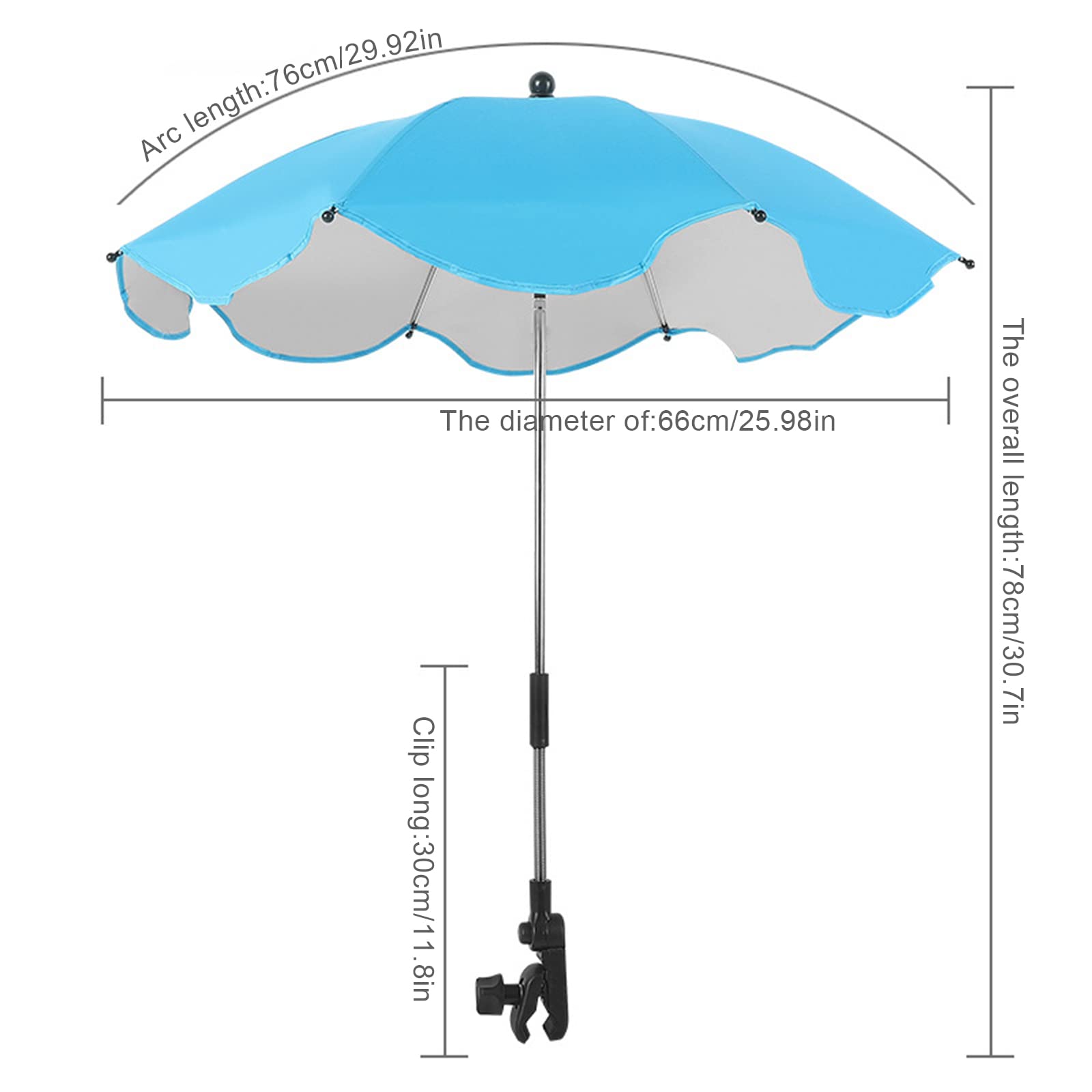 Universal Adjustable Chair Umbrella with Clamp - UV Protection Sunshade for Beach Chairs, Strollers, Wheelchairs & Patio Furniture - Perfect for Outdoor Relaxation, Travel & Picnics (Blue)