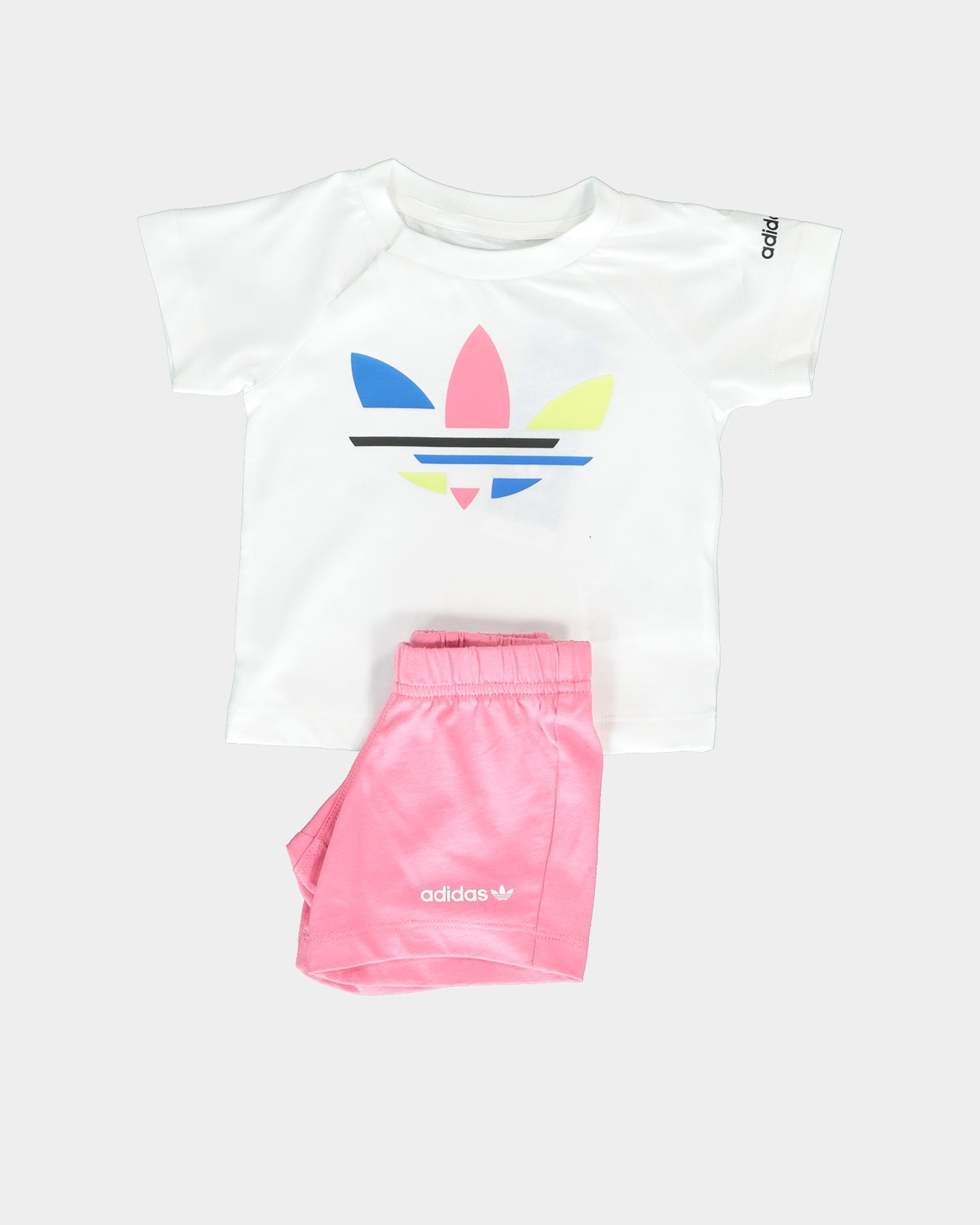 Adidas Adicolor Shorts and T-Shirt Set - White/Rose Tone | Men's Sportswear for Running, Gym & Casual Wear