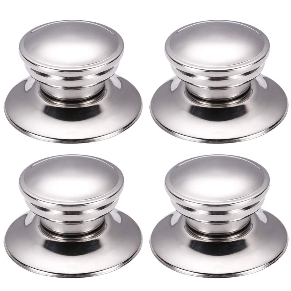 Hemoton 4-Piece Universal Stainless Steel Pot Lid Knobs - Durable Cookware Replacement Handles for Pans, Pots, Saucepans & Woks - Perfect for Kitchen Upgrades & Easy Lid Handling While Cooking