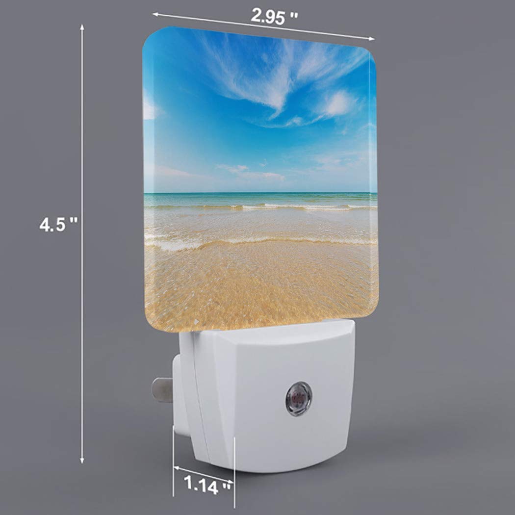 LED Night Light Plug in with Auto Sensor - Exotic Beach Scenery for Bedroom & Kids Room Decor