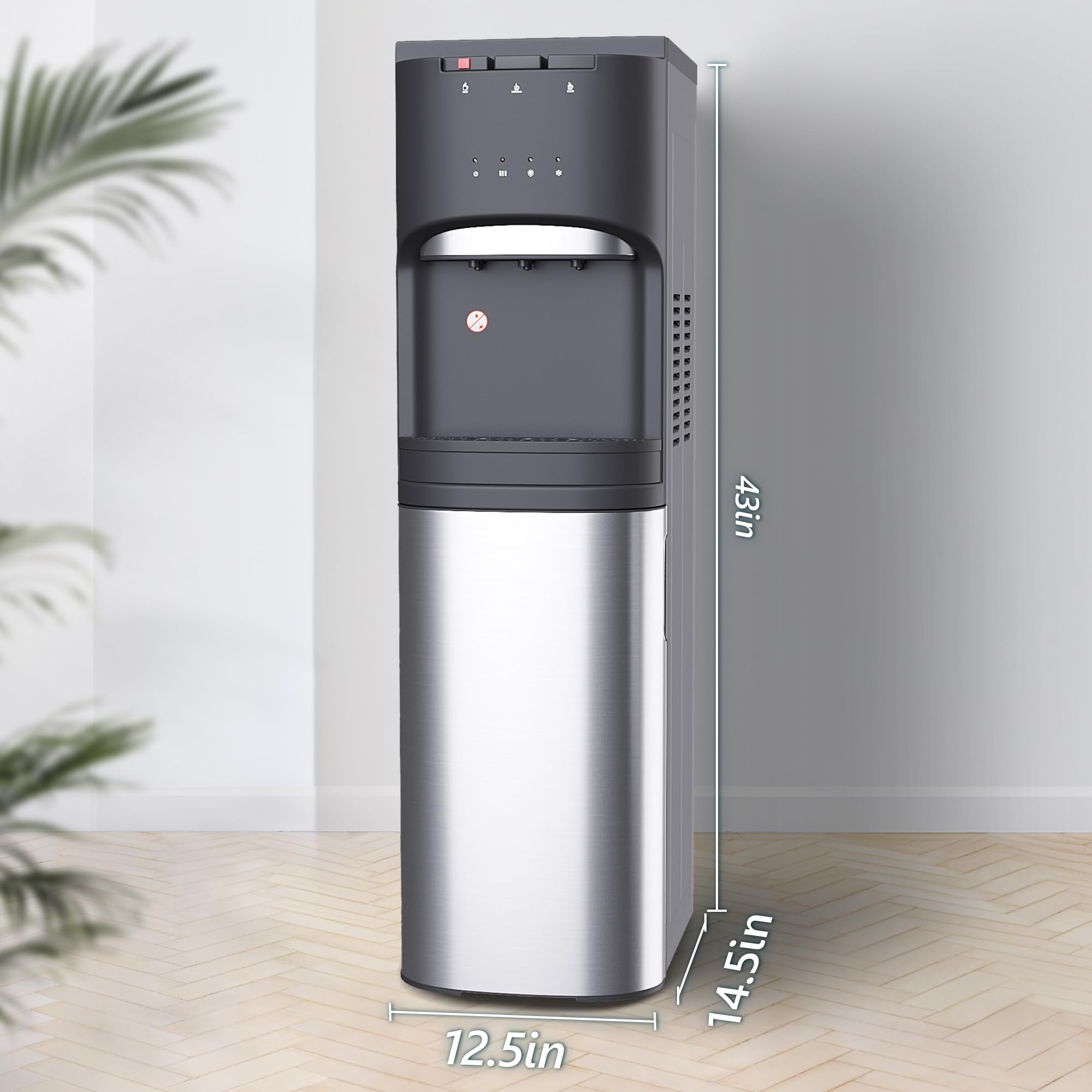 Self-Cleaning Bottom Loading Water Dispenser with UV Light - 3 Temperature Settings for 3/5 Gallon Bottles - Stainless Steel Home & Office Water Cooler - Perfect for Kitchen, Breakroom, or Conference Areas