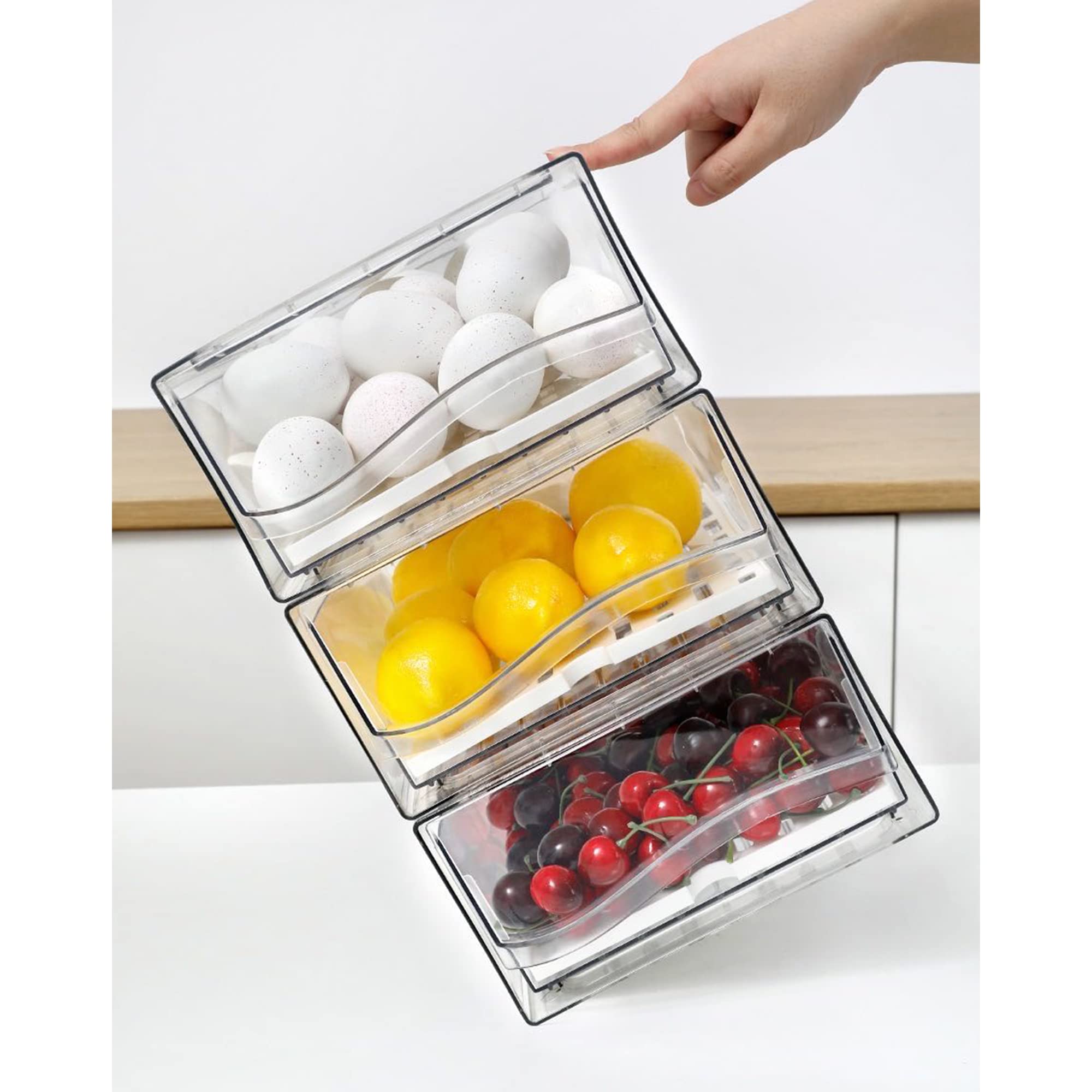Stackable Fridge Organizer Bins - BPA-Free Food Storage Containers for Kitchen, BBQ & Restaurant (2 Drawers)
