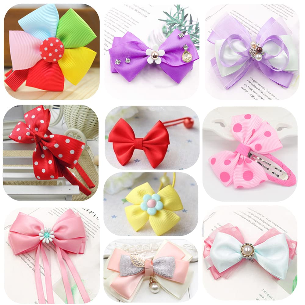 ANYUYAA Leather Hair Bow Making Kit - 28 Grosgrain Ribbons, 5 Glue Sticks, 36 Hair Clips & Hot Melt Glue Gun for DIY Hair Accessories, Gift Wrapping, Party Favors and Craft Projects
