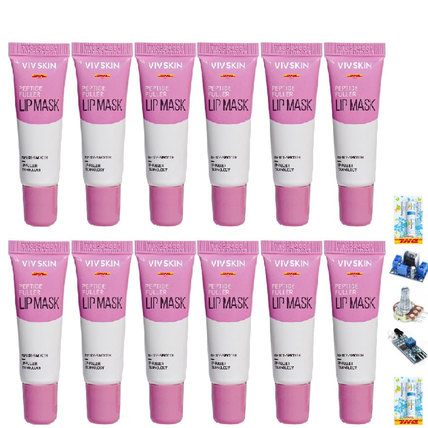 Vivskin P F Lip Mask 8ml/Box - Hydrating & Nourishing Lip Treatment for Smooth Skin - Set of 12 - Perfect for Night Care, Dry Lips & Winter Skincare Routine - Free Tomato Facial Mask Included