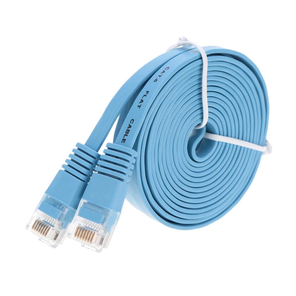 45ft (13.7M) Cat6 Flat Ethernet Cable - 20 Pack Blue High-Speed Gigabit LAN Network Patch Cord - Compatible with Xbox, PS4, PS3, Modem, Router, Switch (Supports Cat5e/Cat6) - Perfect for Gaming, Home Office & Smart Home Networking