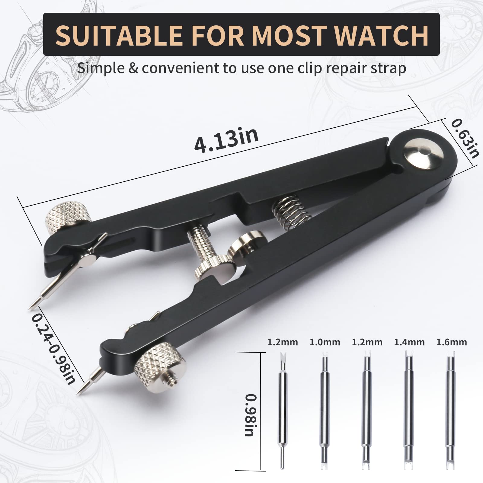 Watch Spring Bar Pliers Tool Kit with 8 Durable Tips, Professional Watch Repair Tweezers for Bracelet Strap Band Removal & Link Adjustment - Essential Watchmaker Tool for DIY Enthusiasts & Jewelers