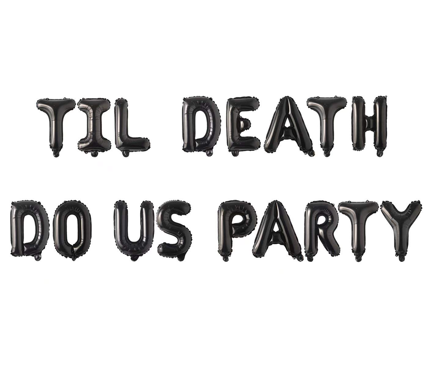Til Death Do Us Party Balloons Kit - 16 Inch Foil Sign Balloons for Birthday Wedding Decorations - Perfect for Gothic Theme Parties, Halloween Decor & Photo Backdrops
