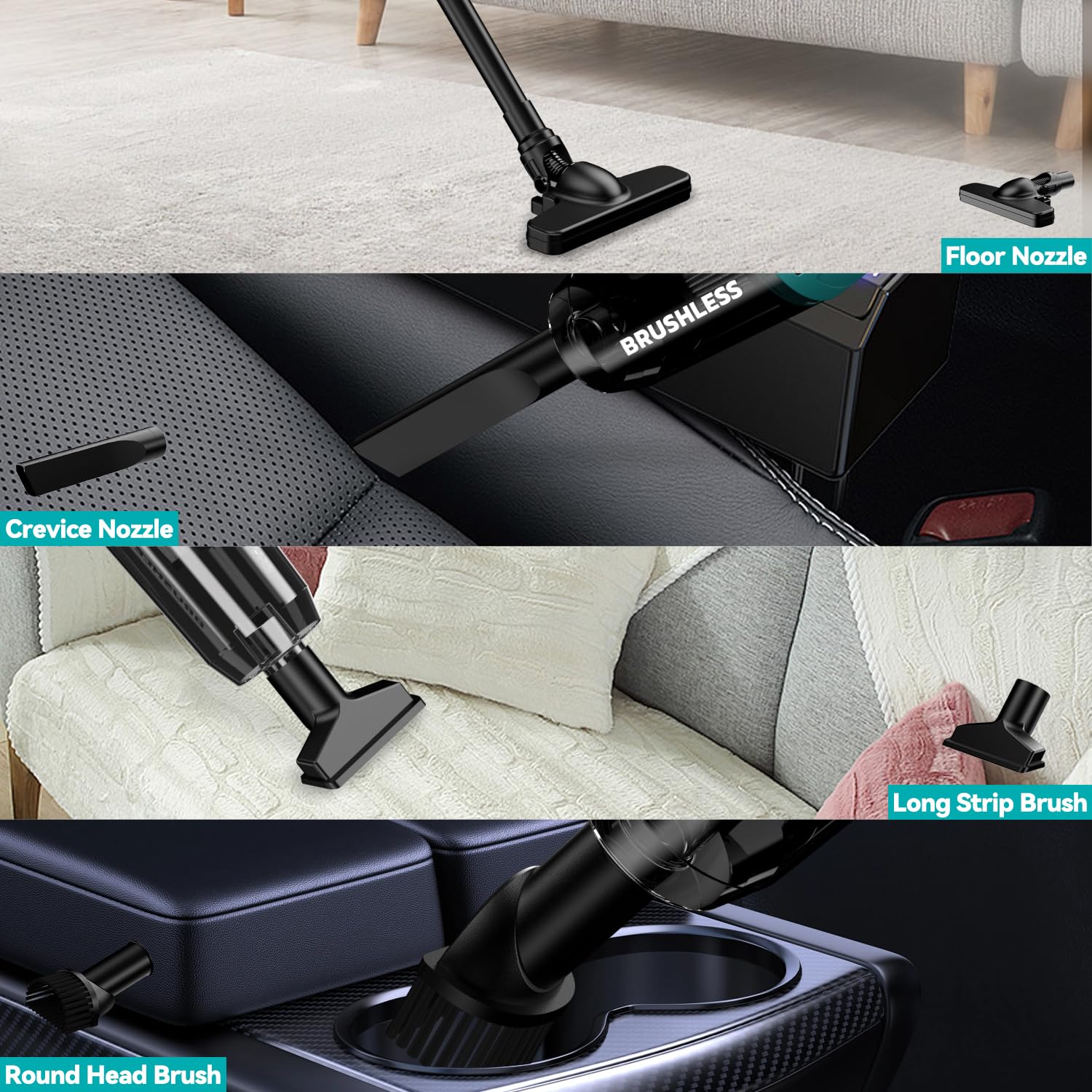 18V Cordless Handheld Vacuum Cleaner - 5-in-1 Stick Vacuum with 450W Brushless Motor, 24Kpa Suction & HEPA Filtration - Perfect for Hard Floors, Carpets, Cars, and Pet Hair (Battery Not Included)