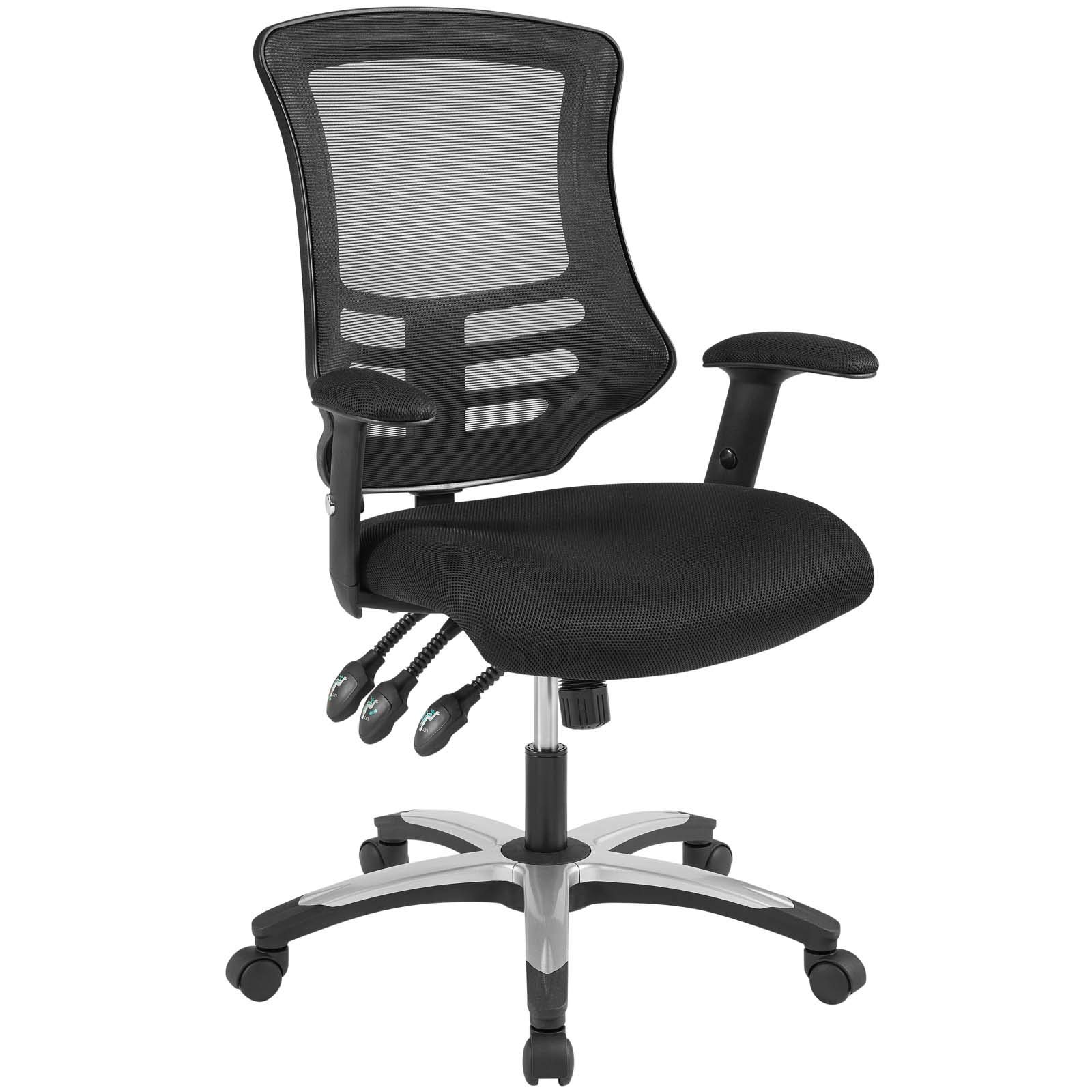 Modway Calibrate Ergonomic Mesh Office Chair - Adjustable Height, Lumbar Support & Swivel - Black Executive Desk Chair for Home & Office Workspace