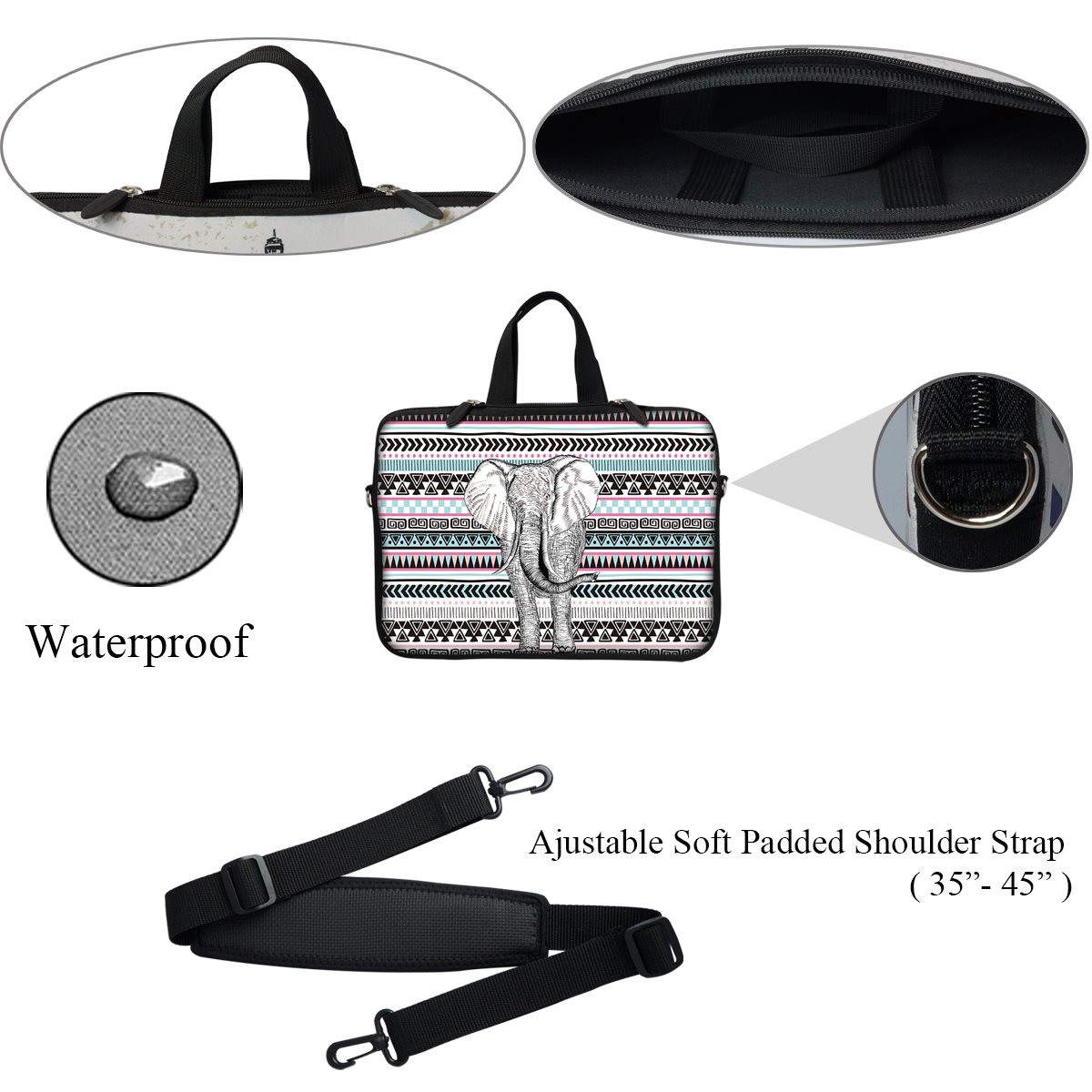 Premium 12 Inch Neoprene Laptop Sleeve Bag - Water Resistant Protective Case with Hidden Handle & Adjustable Shoulder Strap - Fits 11.6-12