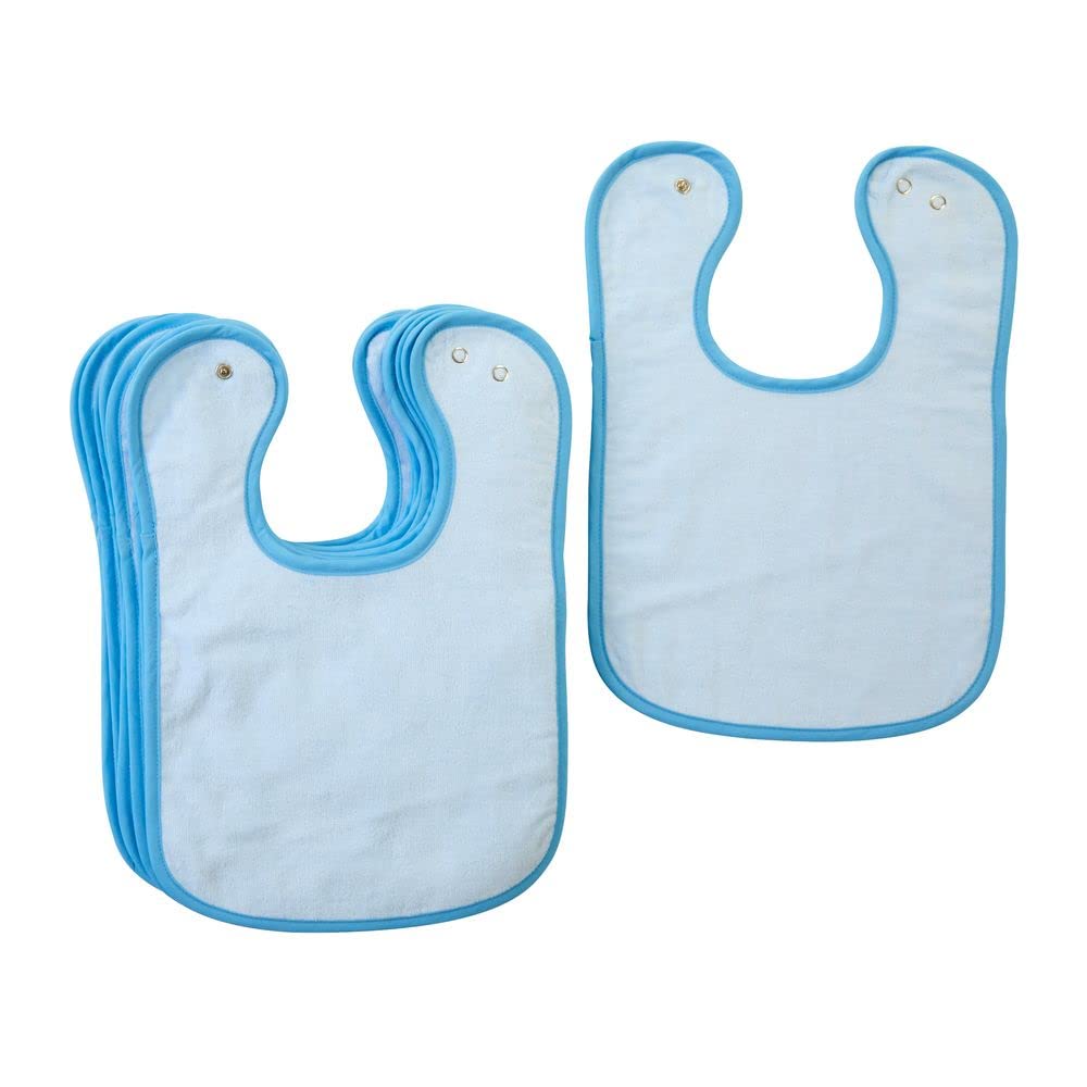12 Pack Blue Baby Bibs with Snap Closure - Soft & Absorbent for Feeding - Perfect for Infants & Toddlers at Home or Daycare