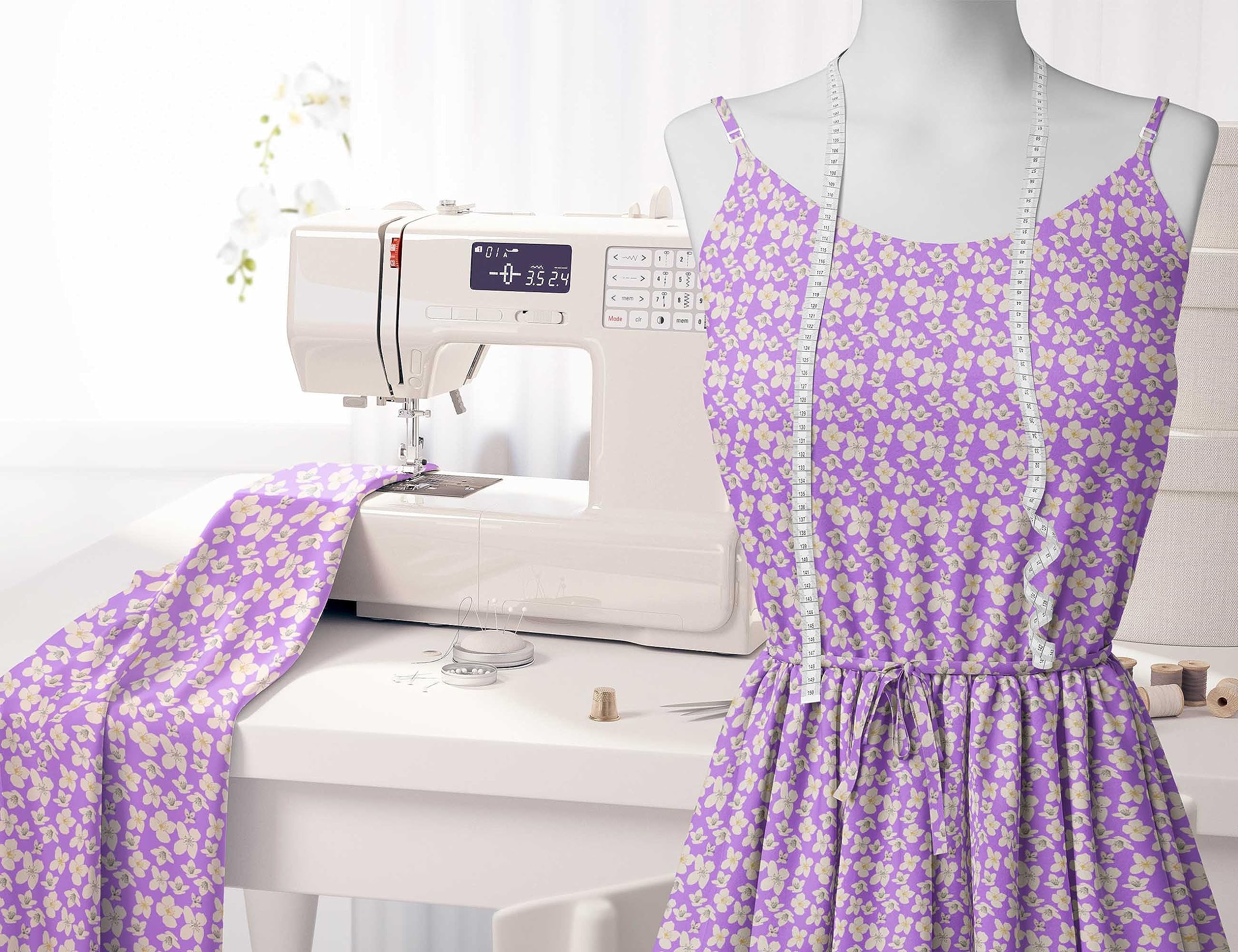 Soimoi Moss Georgette Purple Fabric by The Yard - 42 Inch Wide Floral Printed Textile for Dresses, Curtains & DIY Crafts - Lightweight Cardamine Pattern Fabric for Sewing & Home Decor