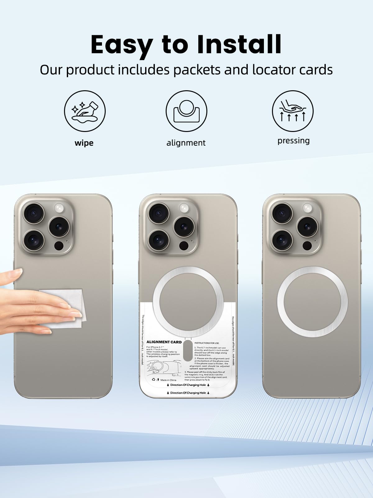 6 Pack Magnetic Phone Ring Holder for MagSafe - Universal Metal Ring Sticker Compatible with iPhone 15 Pro Max/14/13/12 & Galaxy S24 Ultra/S23 - Supports Wireless Charging - Perfect for Hands-Free Viewing, Gaming and Daily Use