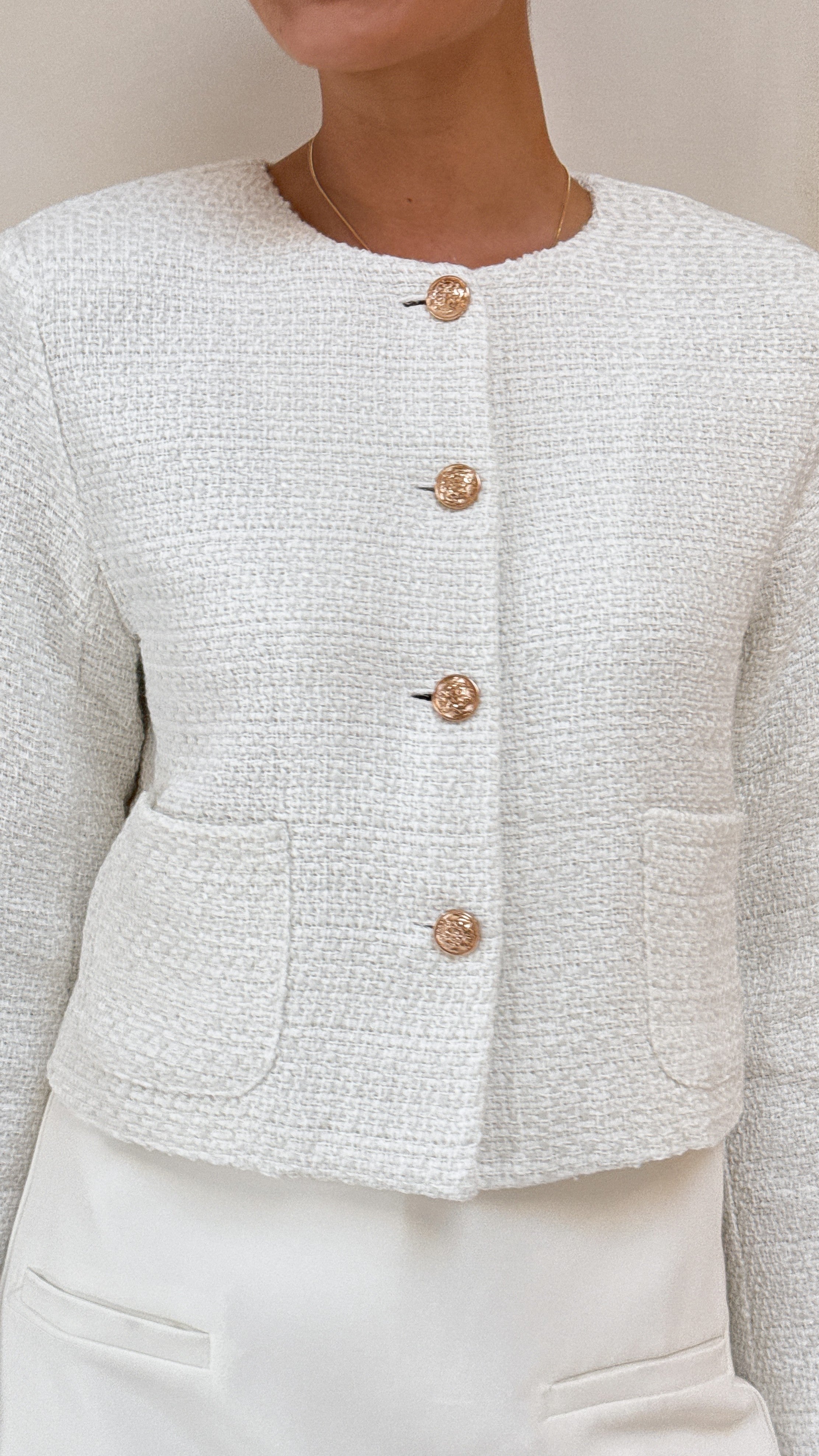 Laina Jacket - Women's Stylish White Outerwear Coat for Fall & Winter | Perfect for Casual Outings, Work & Travel