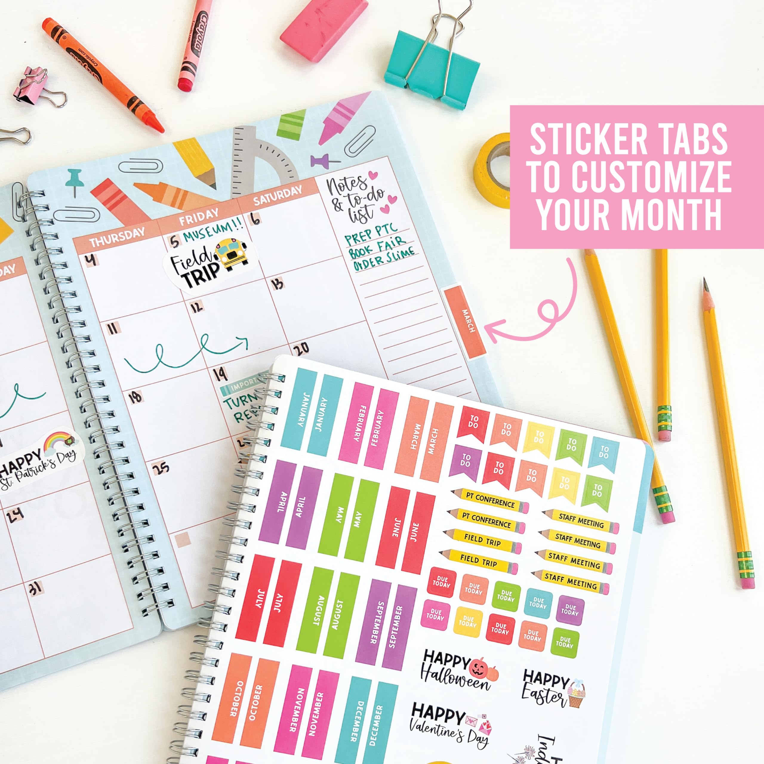 2025-2026 Teacher Planner - Undated Lesson Plan Book with Stickers, Monthly & Weekly Calendar, Student & Substitute Info - Colorful Classroom & Homeschool Organizer for Elementary Teachers - Perfect for Lesson Planning, Grade Tracking & Classroom Management