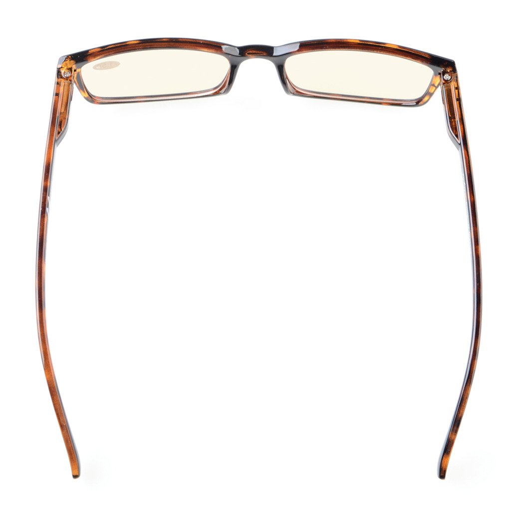 Classic Rectangular Frame Spring-Hinged Computer Reading Glasses with Orange Tinted Lenses - Blue Light Blocking for Digital Eye Strain Relief - Perfect for Office Work, Gaming & Screen Time