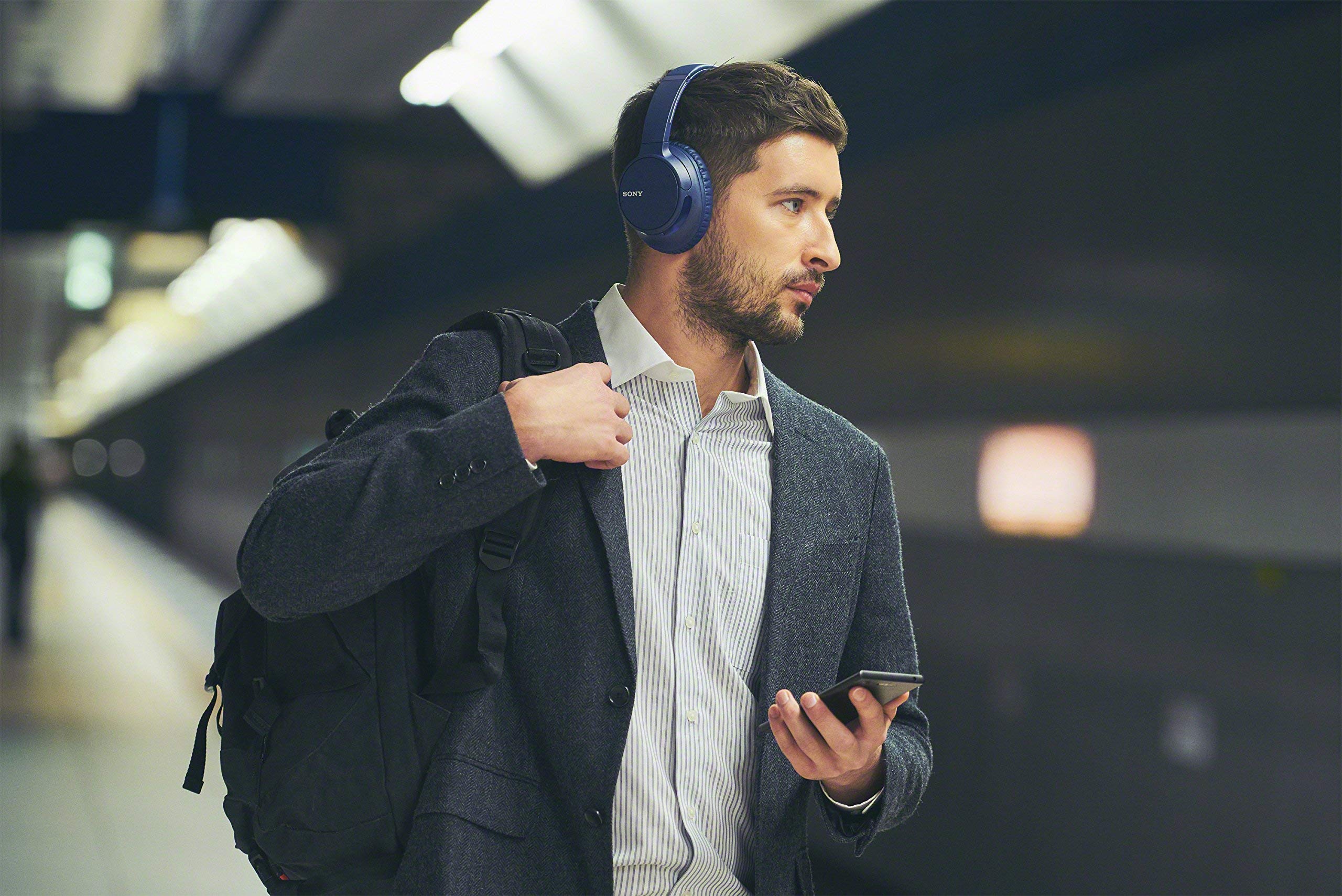 Sony WH-CH700N Wireless Bluetooth Noise Cancelling Over-Ear Headphones with Built-in Mic, Alexa Voice Control & 35H Battery - Blue (Renewed) - Perfect for Travel, Work & Music Lovers