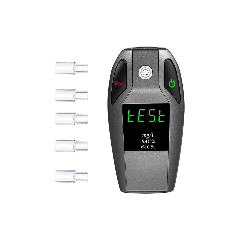 Professional Portable Breathalyzer with 5 Mouthpieces - High Accuracy Alcohol Tester for Personal & Workplace Use | Ideal for Parties, Driving Safety & Employee Testing