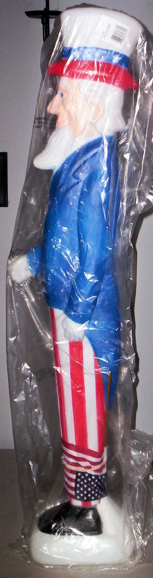 Uncle Sam Lighted Plastic Blow Mold Statue - Patriotic Decor for 4th of July, Christmas, and Outdoor Holiday Displays