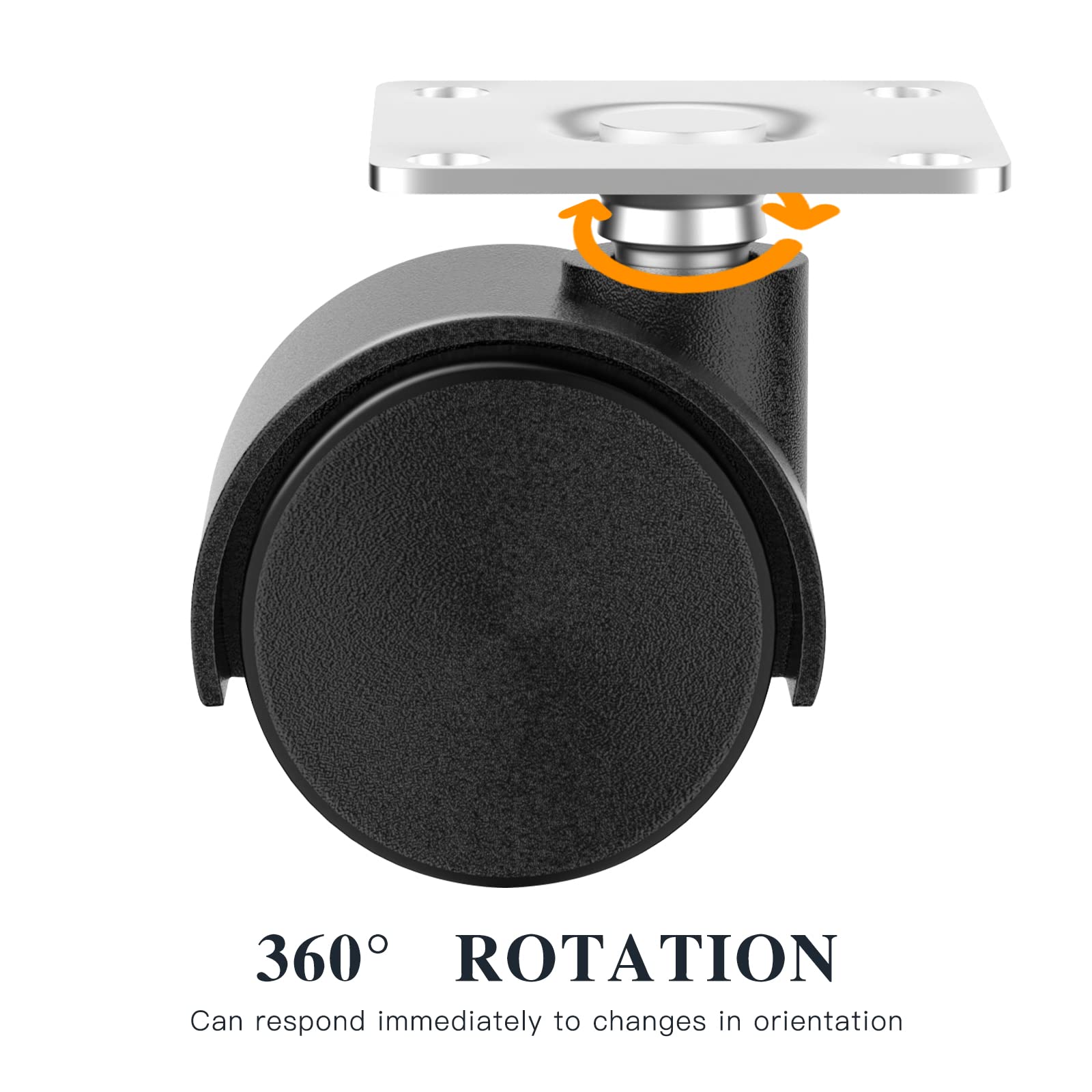 4-Piece 1-Inch Nylon Plastic Swivel Casters for Furniture & Workbenches - Heavy Duty Replacement Wheels for Tables, Carts & Office Chairs (Black) - Perfect for Home, Workshop & Office Mobility