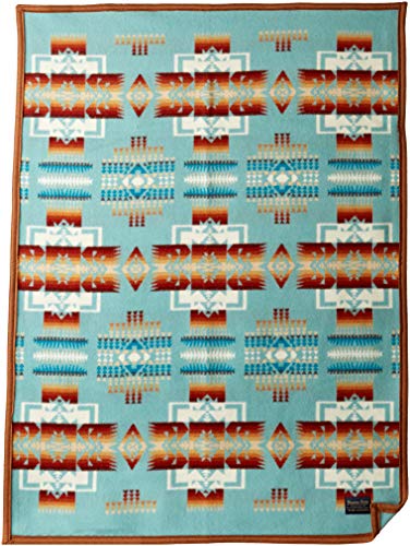 Pendleton Chief Joseph Crib Blanket in Aqua - Soft Baby Blanket for Nursery, Stroller & Travel - Native American Inspired Design for Boys & Girls