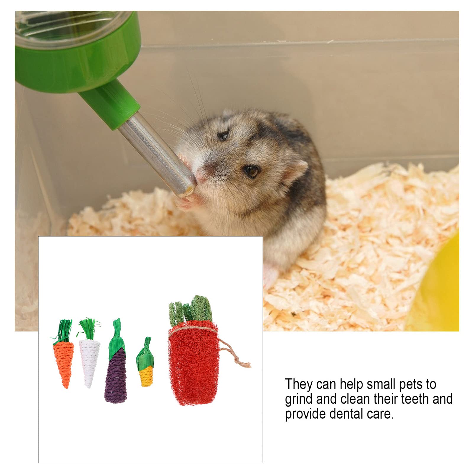 STOBOK 5pcs Hamster Chew Toys for Teeth Care - Natural Cotton Rope Chewing Toys for Rabbits, Guinea Pigs, Parrots & Small Pets - Safe Molar Teething Relief & Stress Relief - Perfect for Cage Play, Dental Health & Boredom Prevention