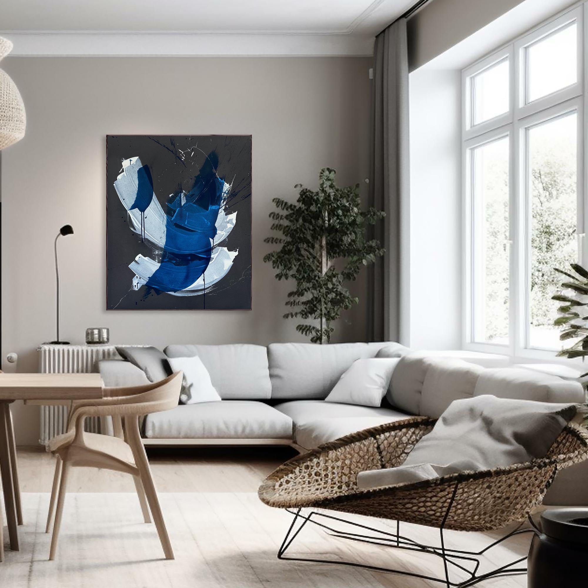 Thin Air Original Abstract Painting - 47x39 Inches Large Canvas Wall Art for Living Room, Bedroom & Office Decor