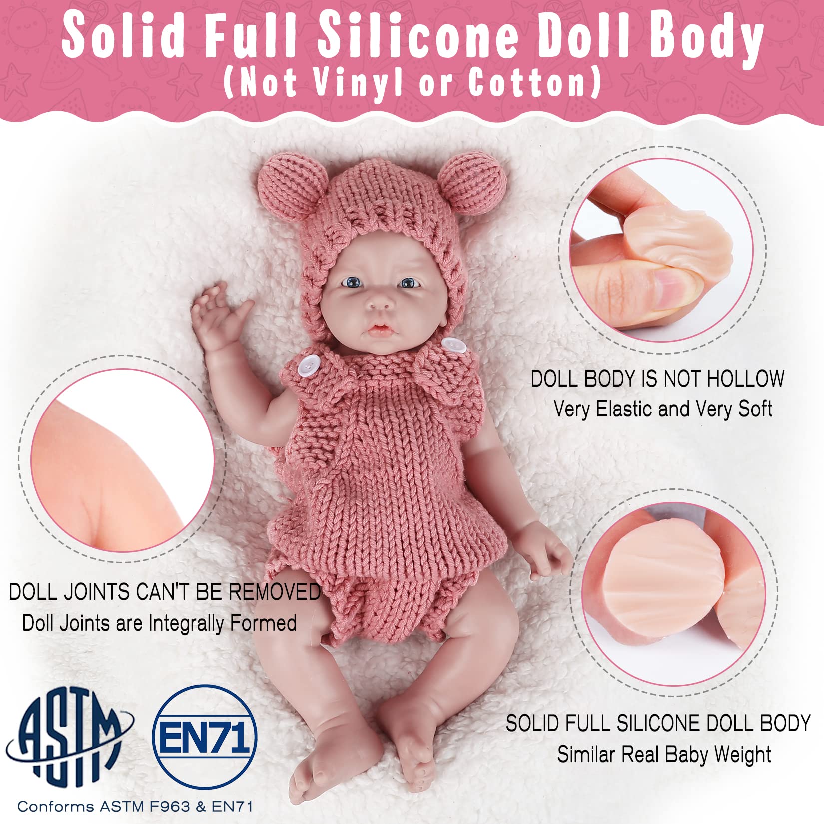 Vollence 17 Inch Realistic Reborn Baby Doll - Full Silicone Lifelike Girl Doll with Open Eyes | Perfect for Collectors, Photography Props, Nursery Decor & Gift Giving
