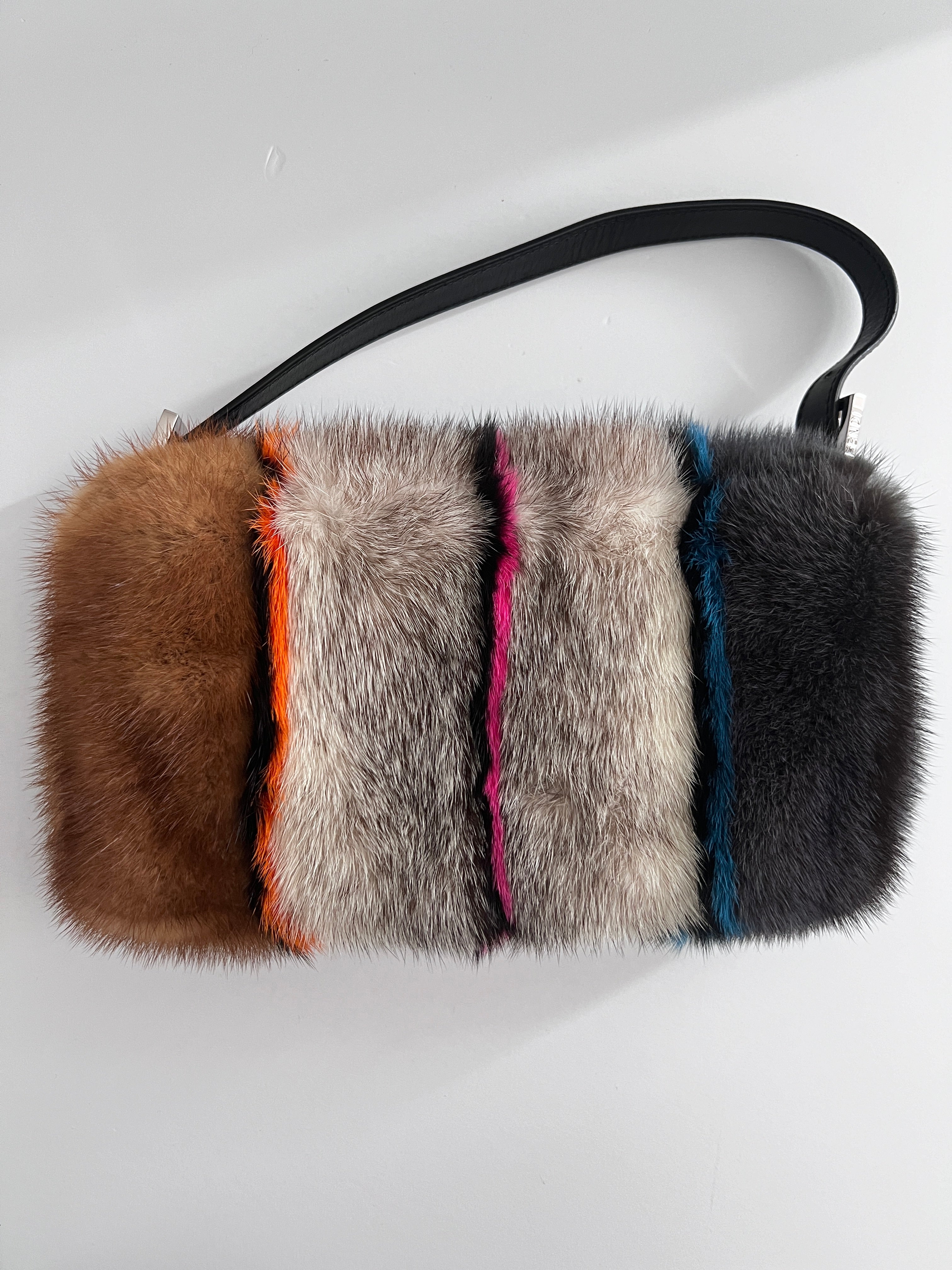 Fendi Mink Strip Baguette Bag - Luxury Designer Crossbody Purse for Women | Perfect for Evening Parties, Date Nights & Special Occasions