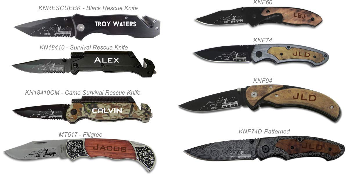 Personalized Engraved Wooden Pocket Knife - Premium Fisherman Gift with Filigree Design | Perfect for Outdoor Adventures, Camping & Survival Gear